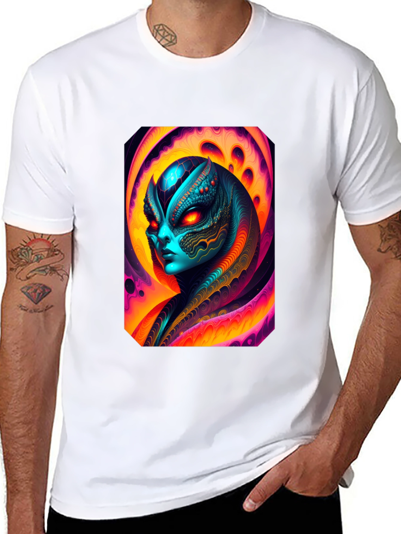 Alien Graphic Tee - Black Cotton T-Shirt