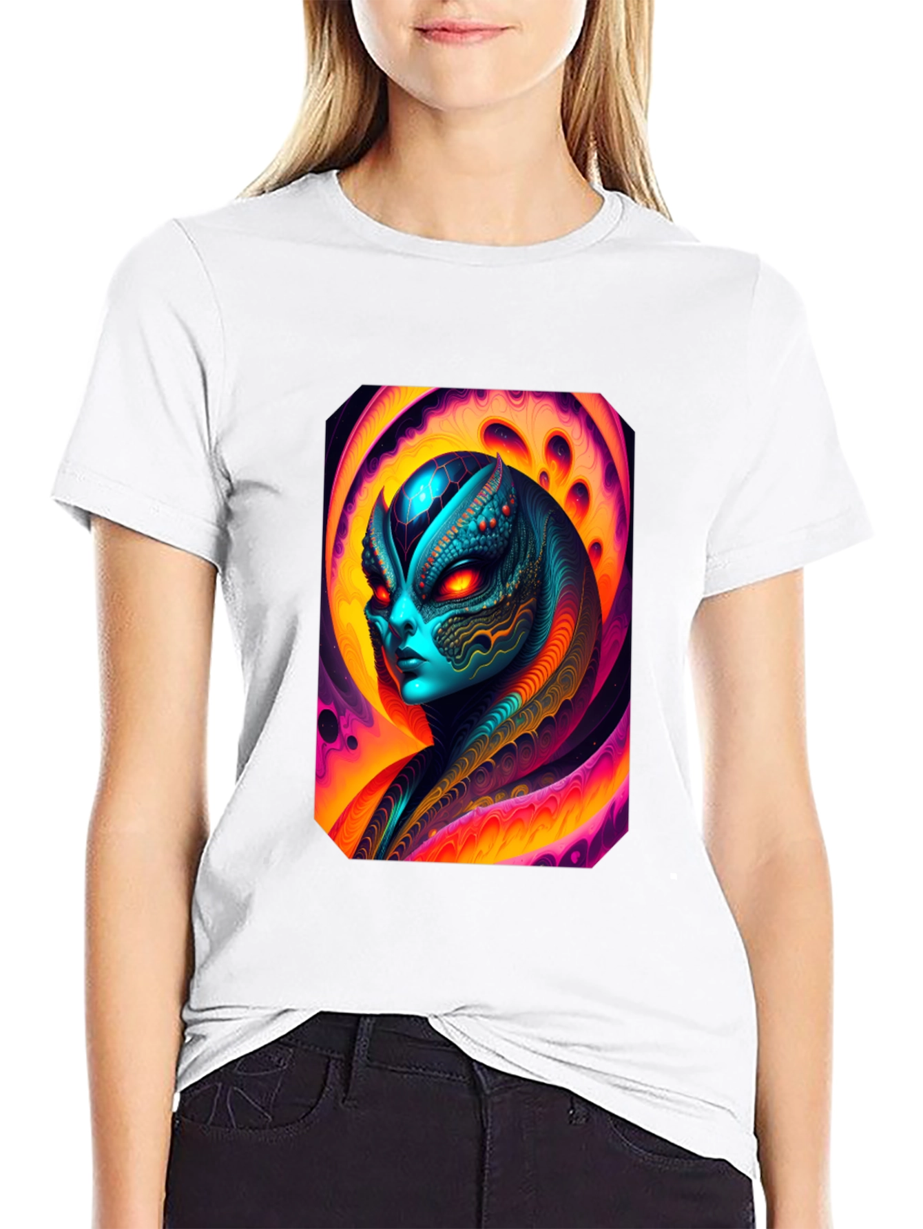 Alien Graphic Tee - Black Cotton T-Shirt