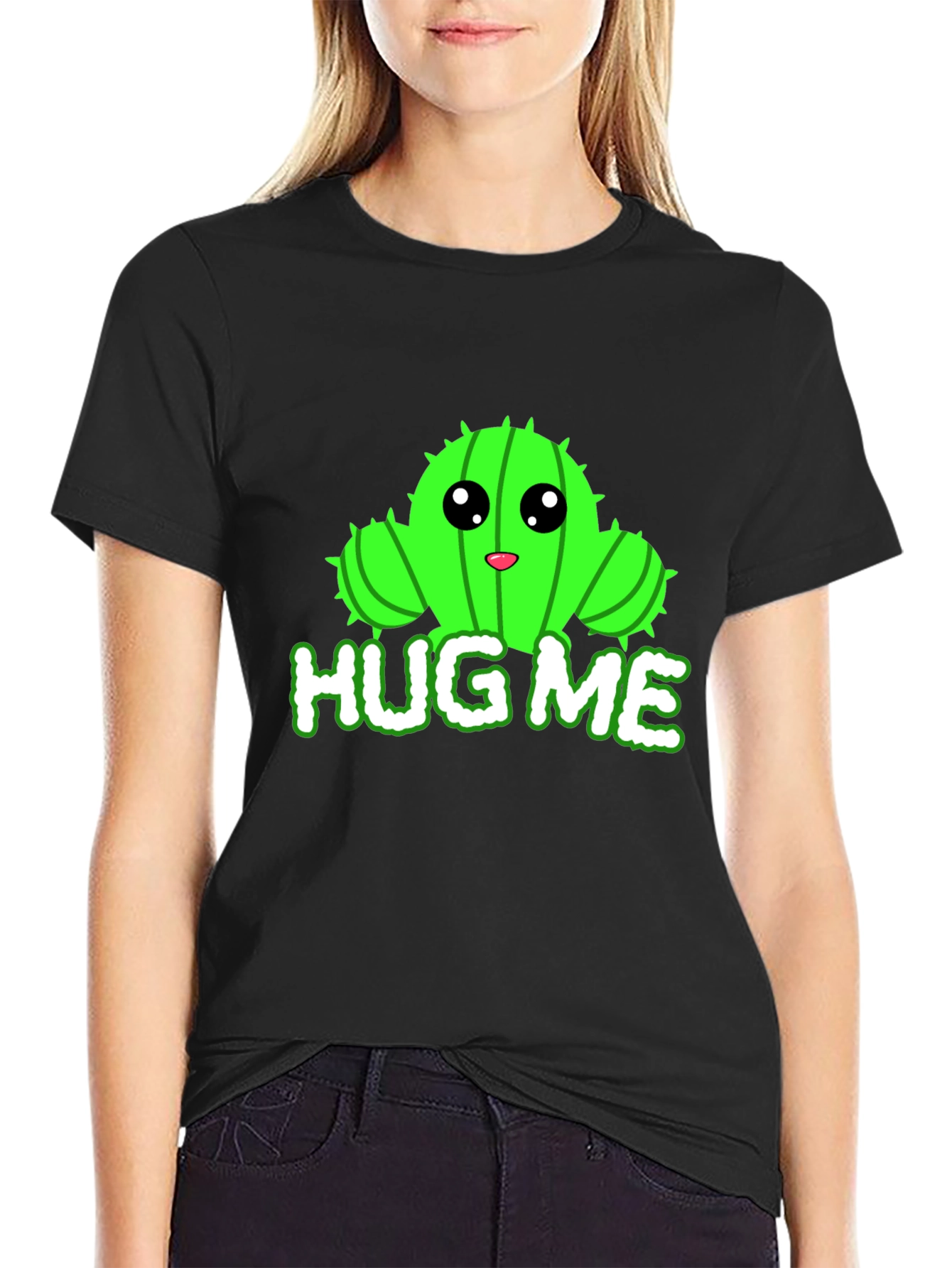 Cute Cactus Hug Me Graphic T-Shirt