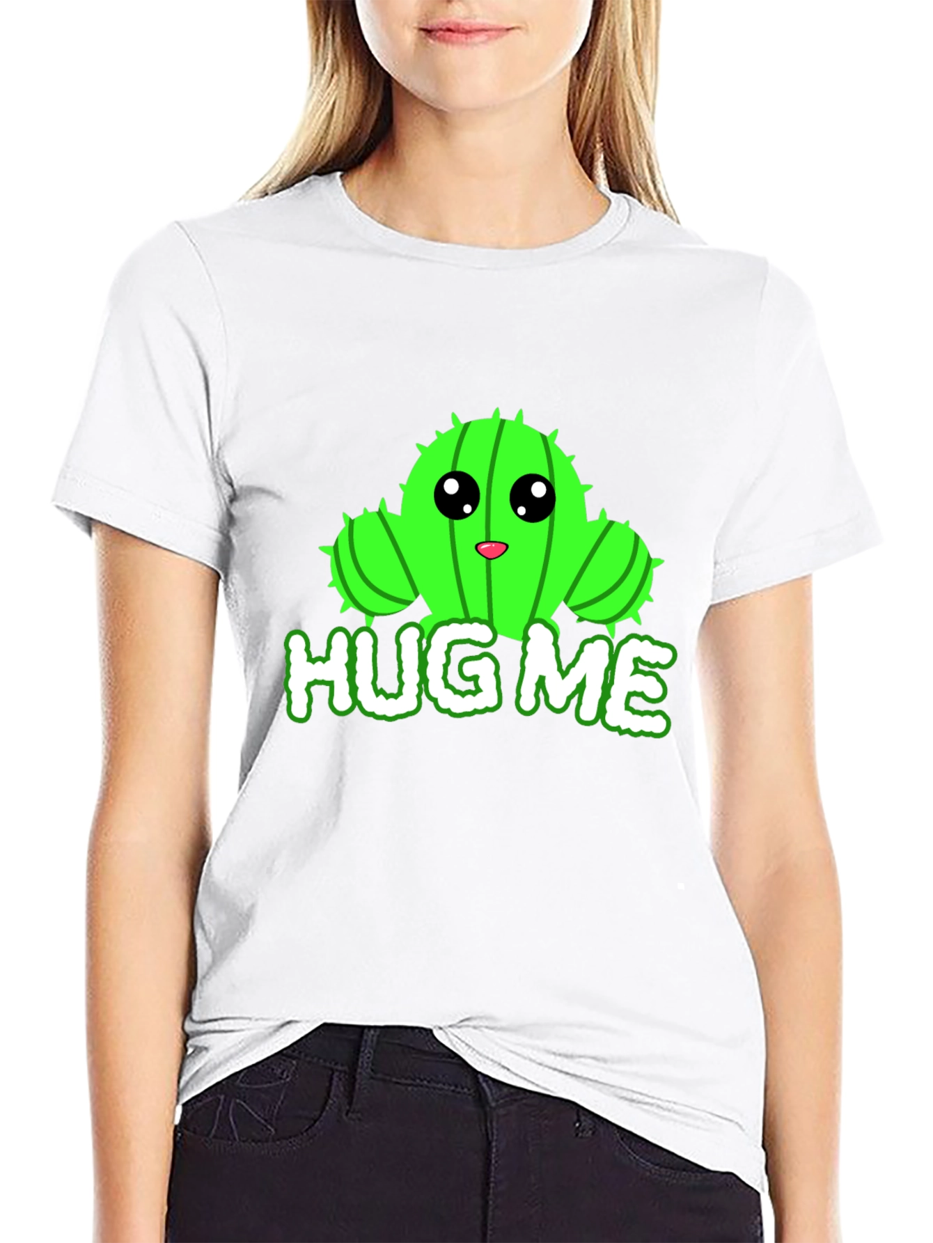 Cute Cactus Hug Me Graphic T-Shirt