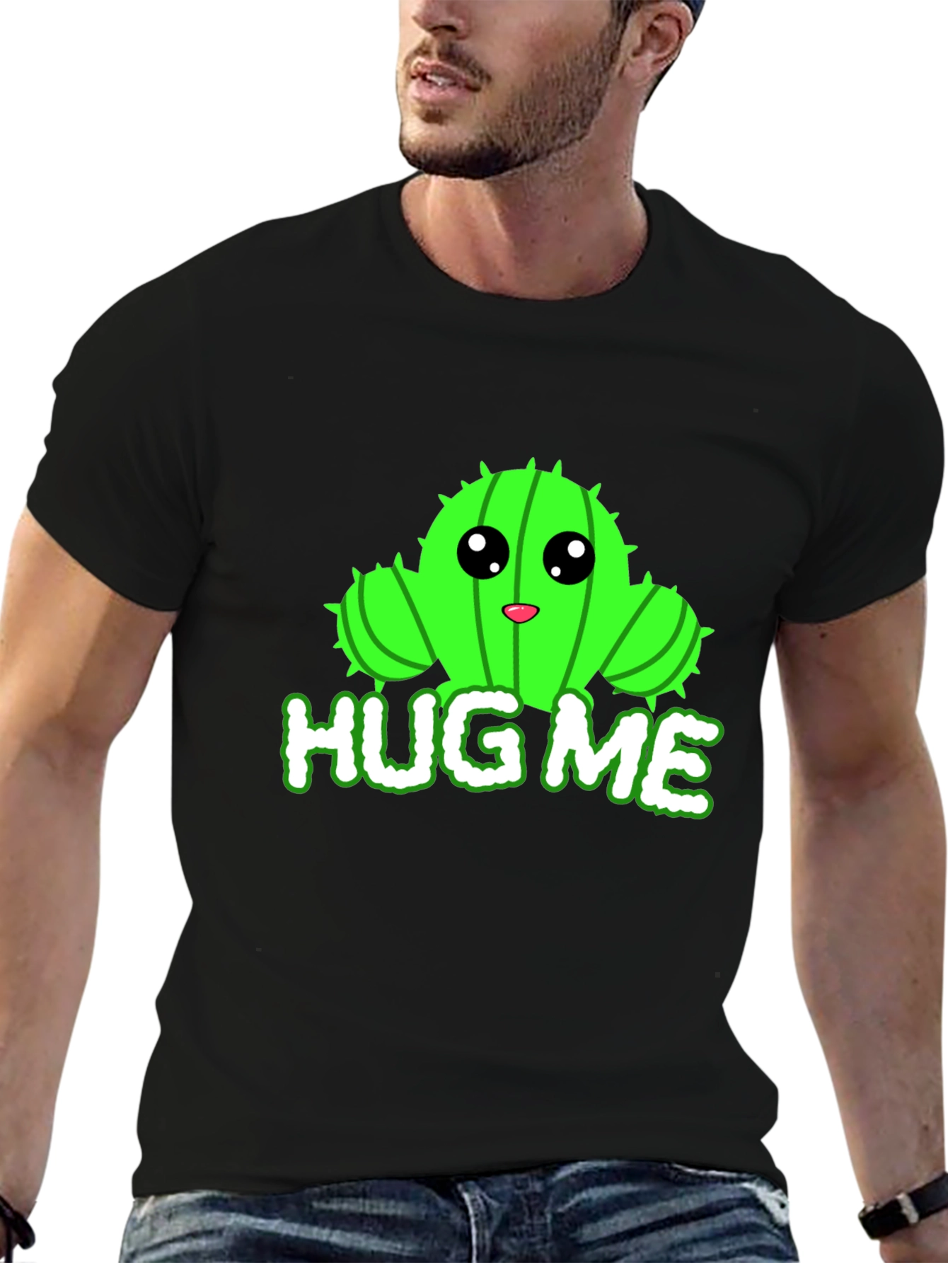 Cute Cactus Hug Me Graphic T-Shirt