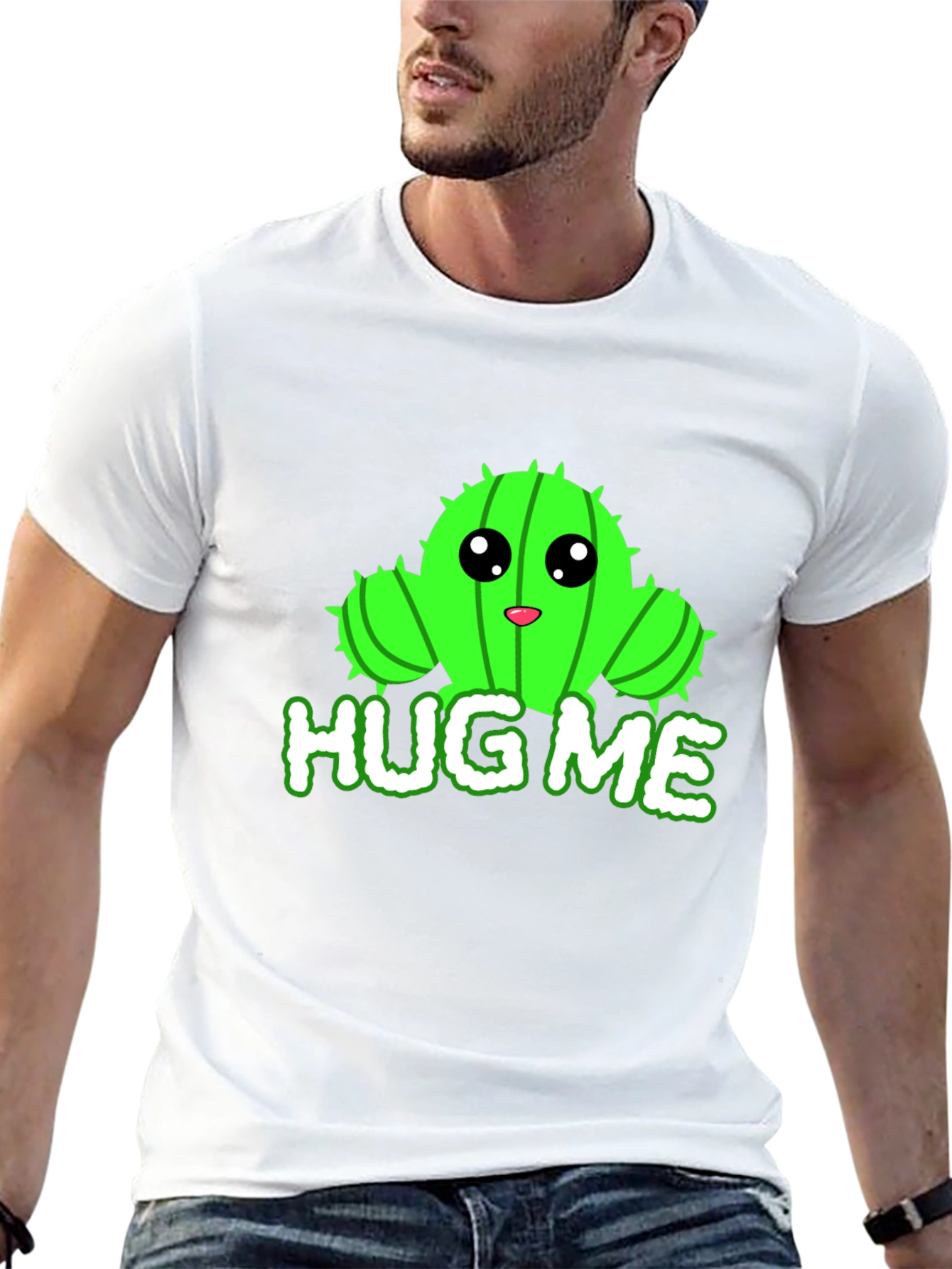 Cute Cactus Hug Me Graphic T-Shirt
