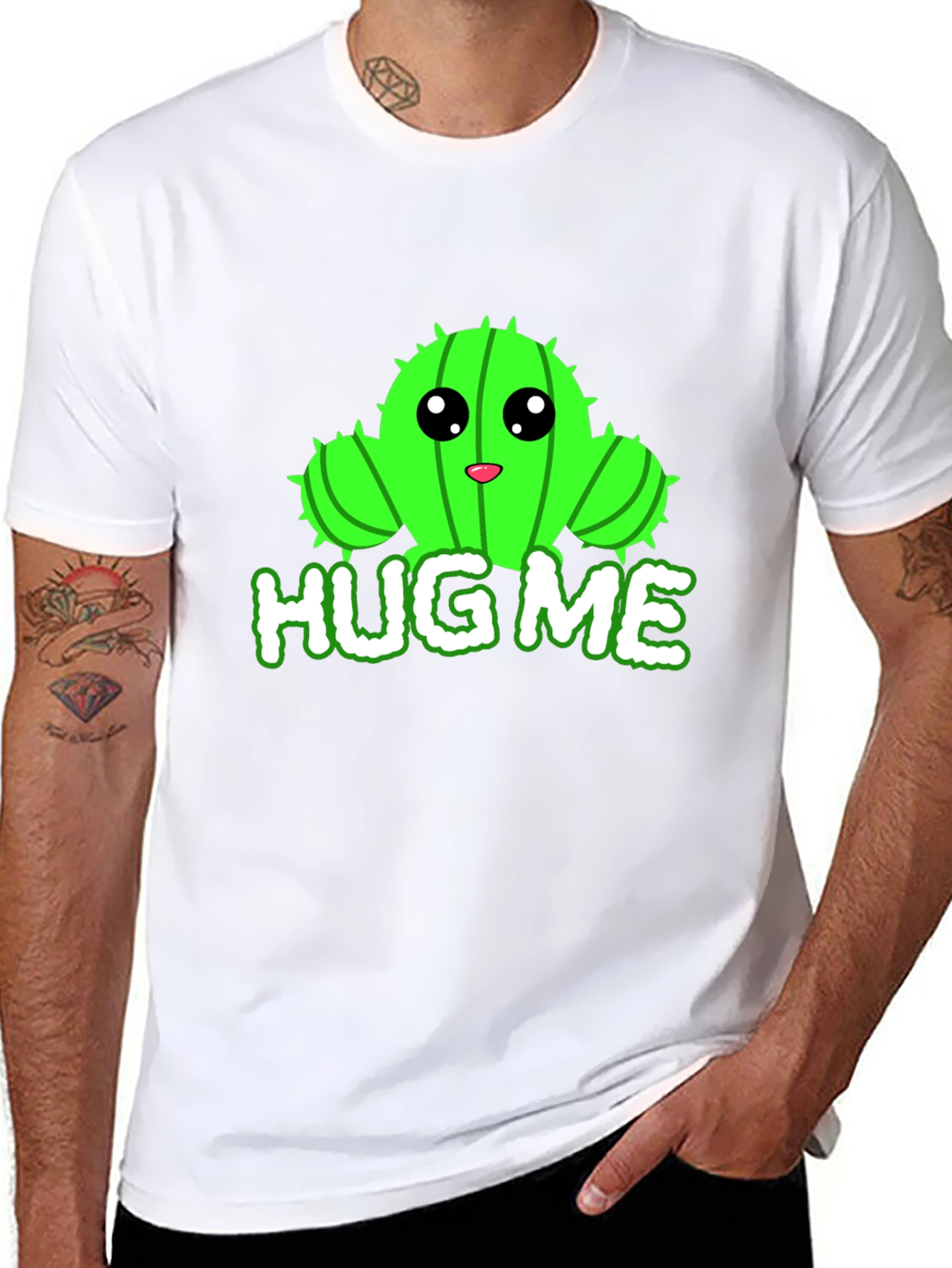 Cute Cactus Hug Me Graphic T-Shirt