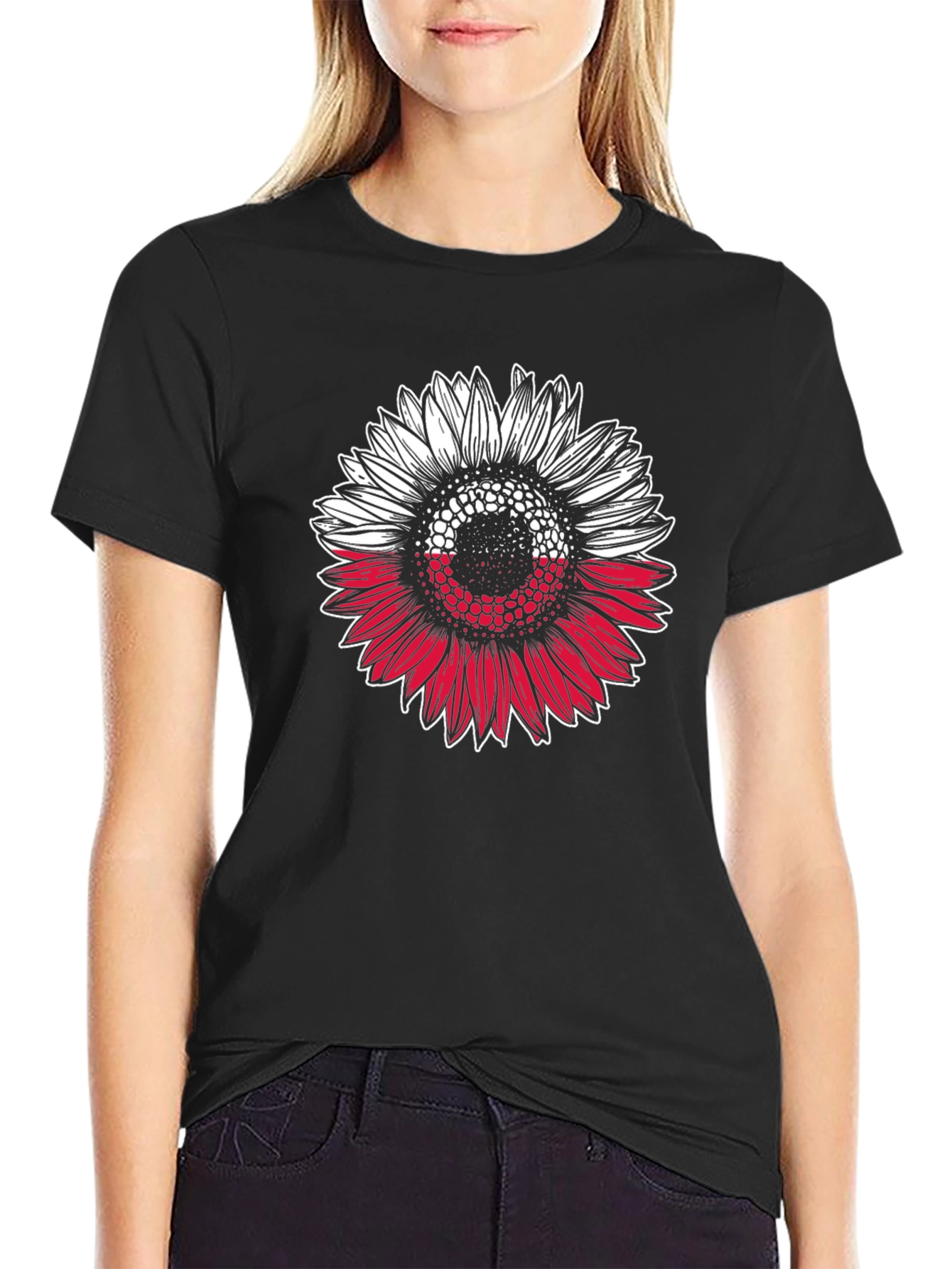 Poland Flag Sunflower Graphic T-Shirt