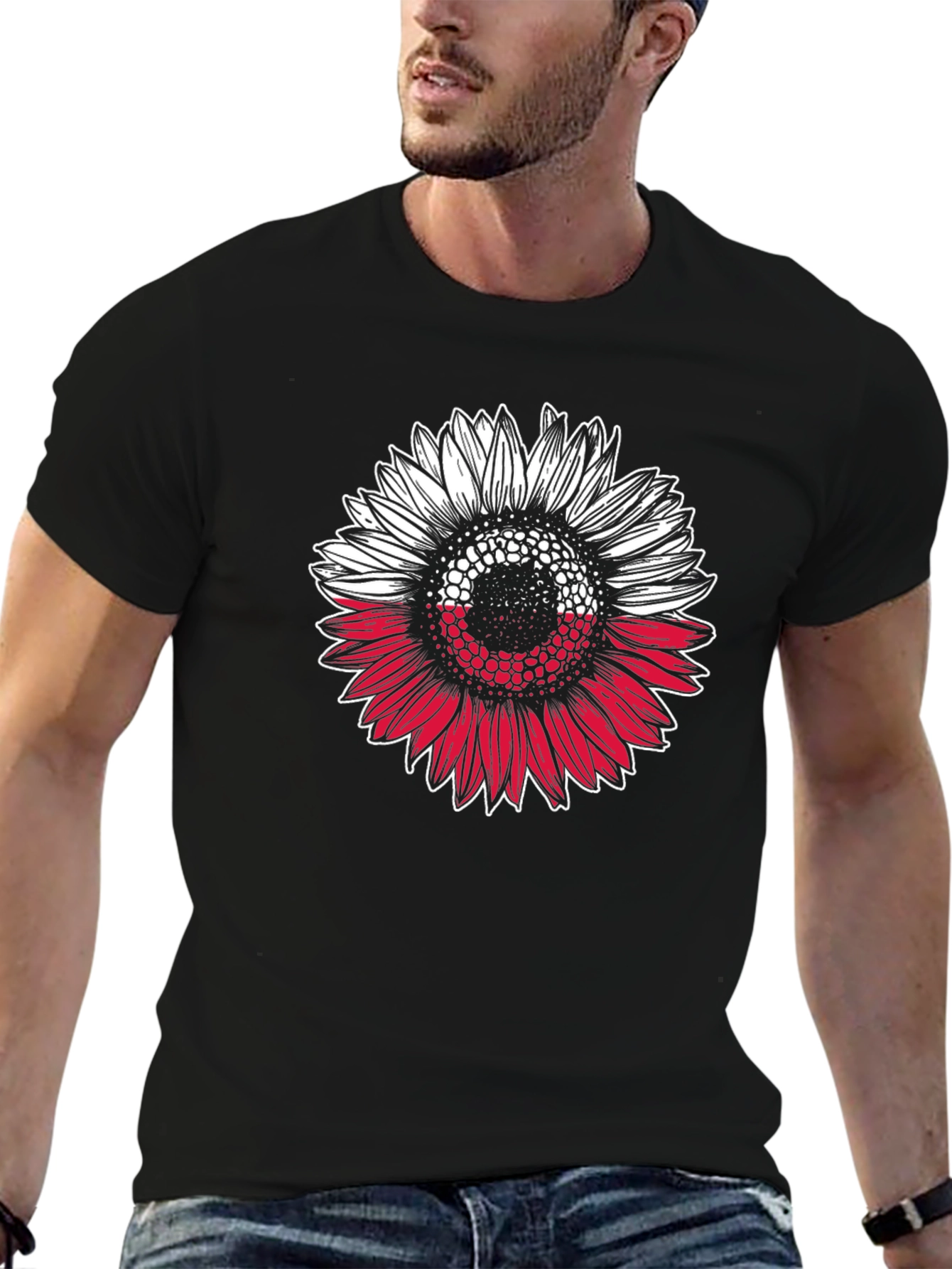 Poland Flag Sunflower Graphic T-Shirt