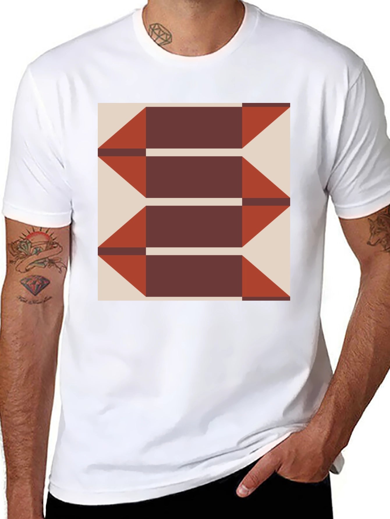 Geometric Arrows Graphic Tee - Modern Print T-Shirt