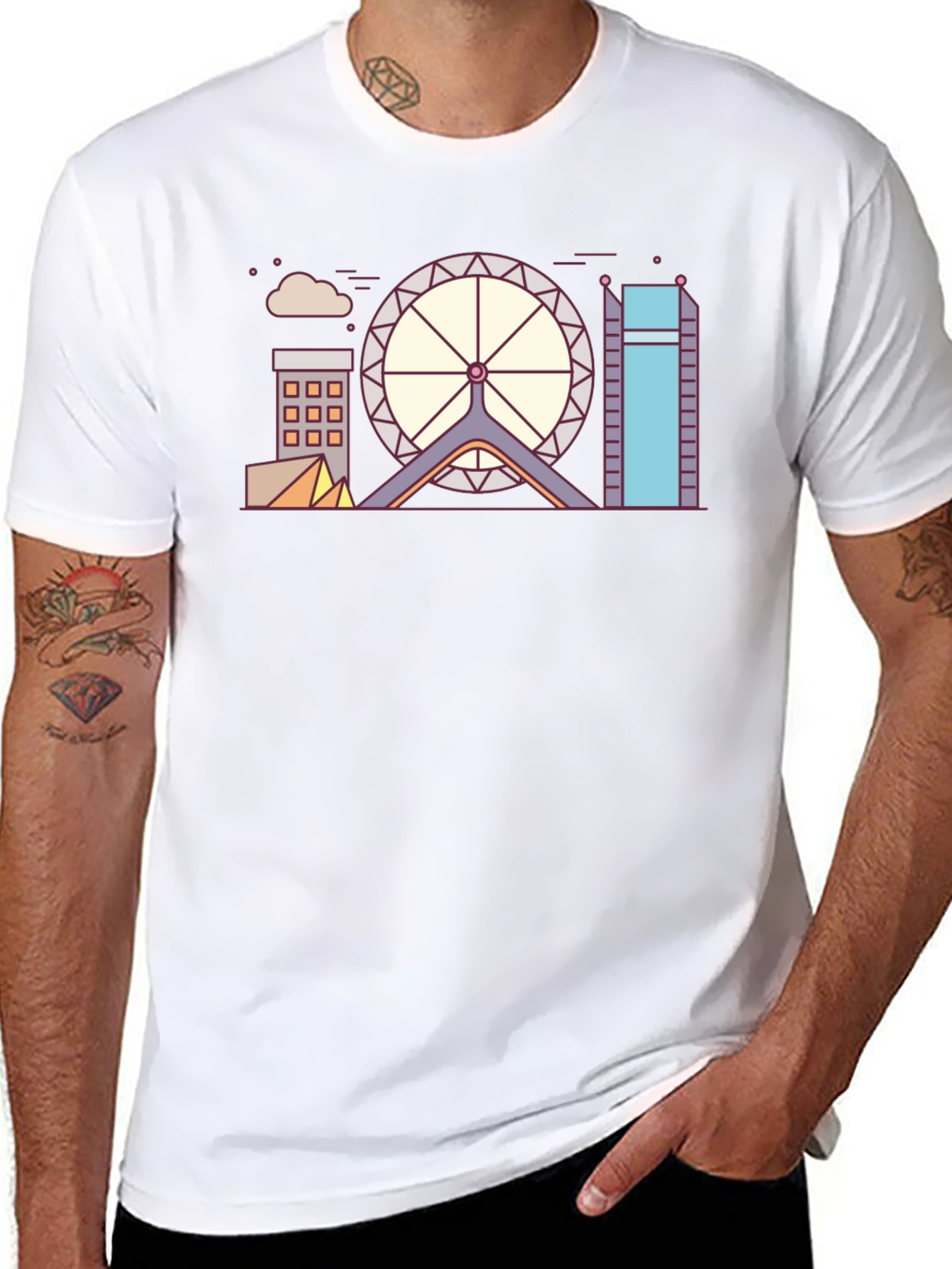 Geometric Cityscape Graphic Tee
