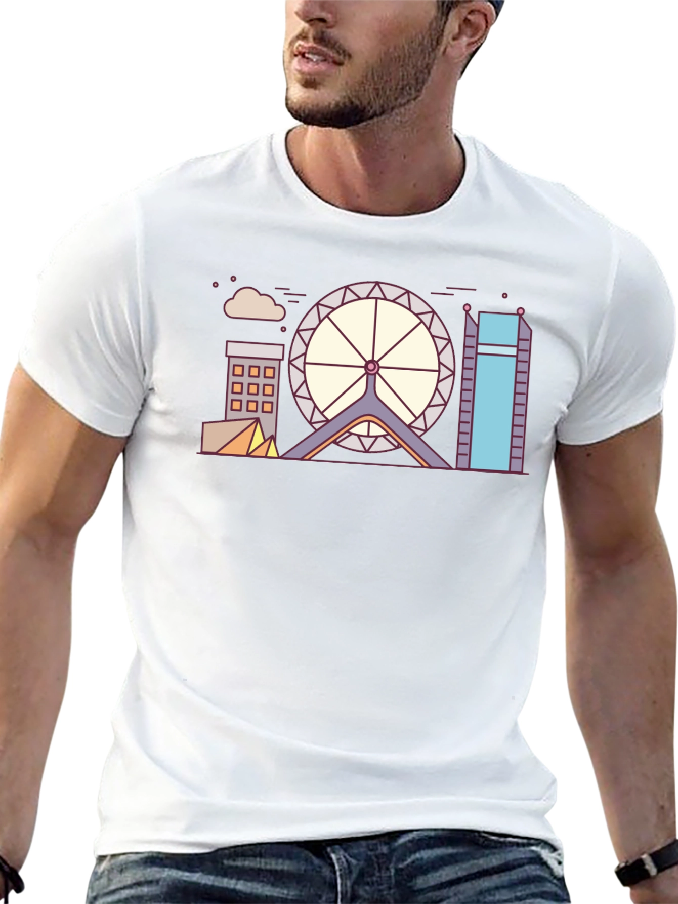 Geometric Cityscape Graphic Tee