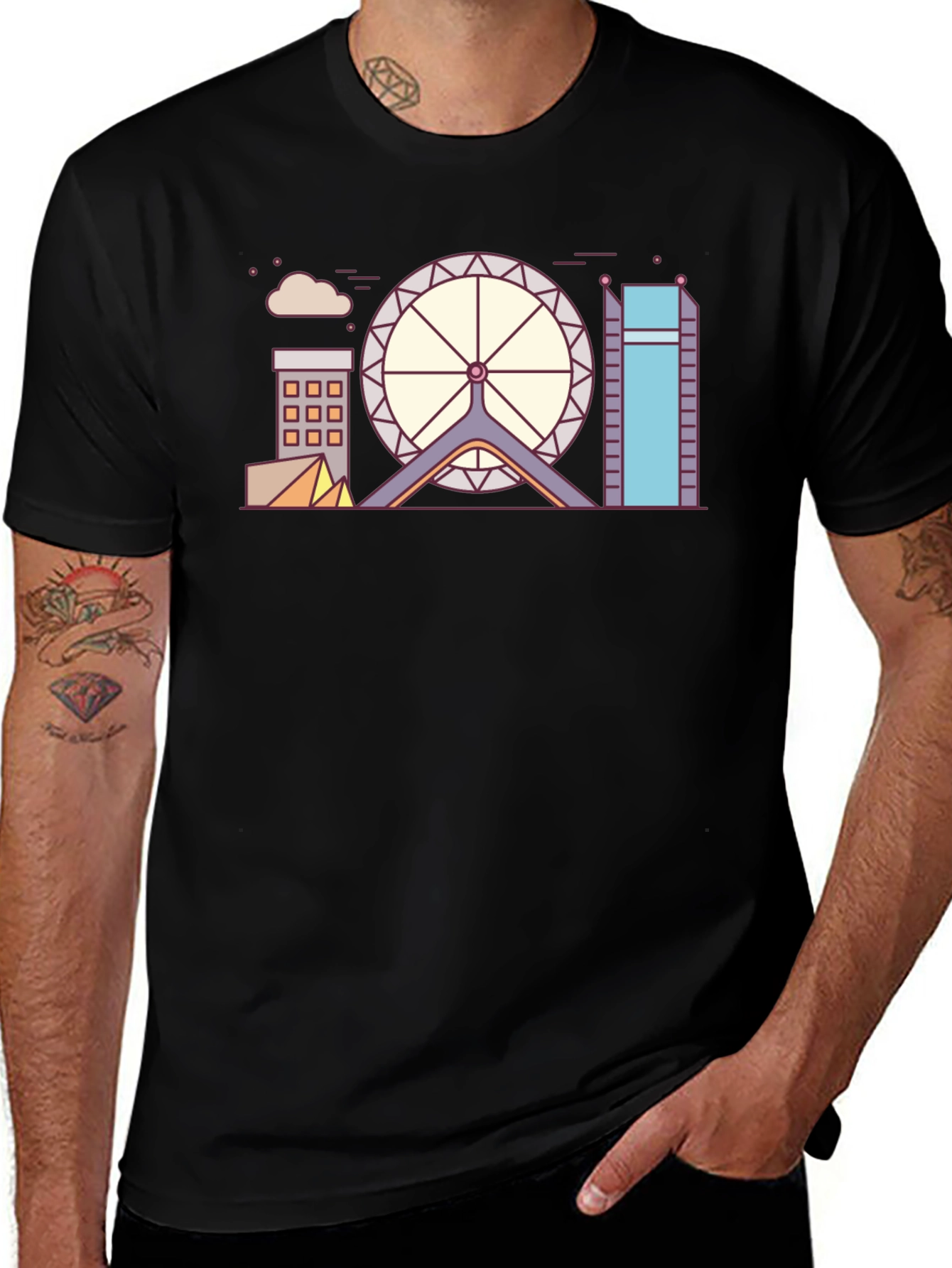 Geometric Cityscape Graphic Tee