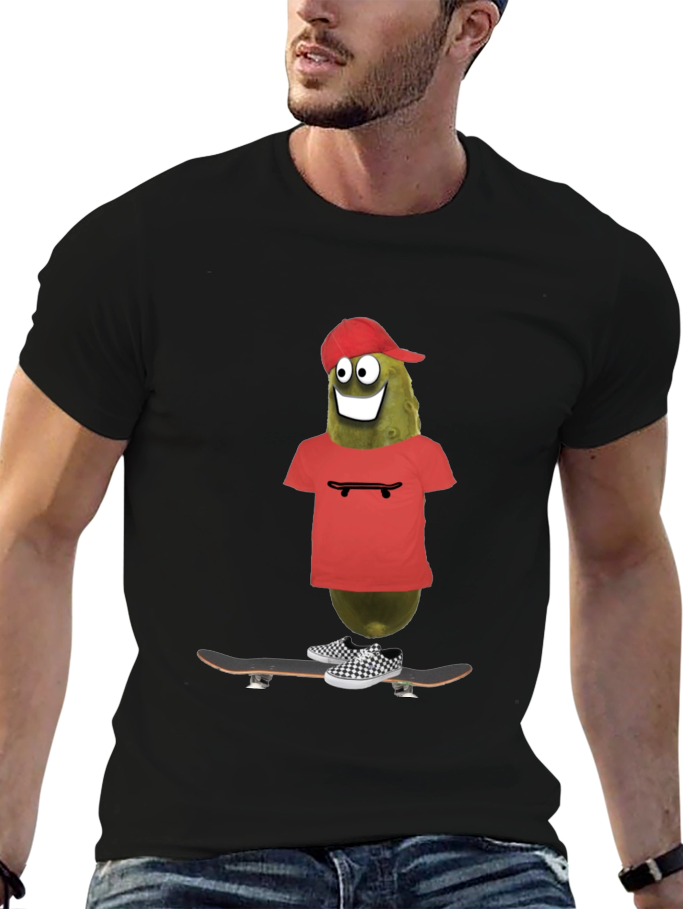 Pickle Rick Skateboarder Tee - Funny Graphic T-Shirt