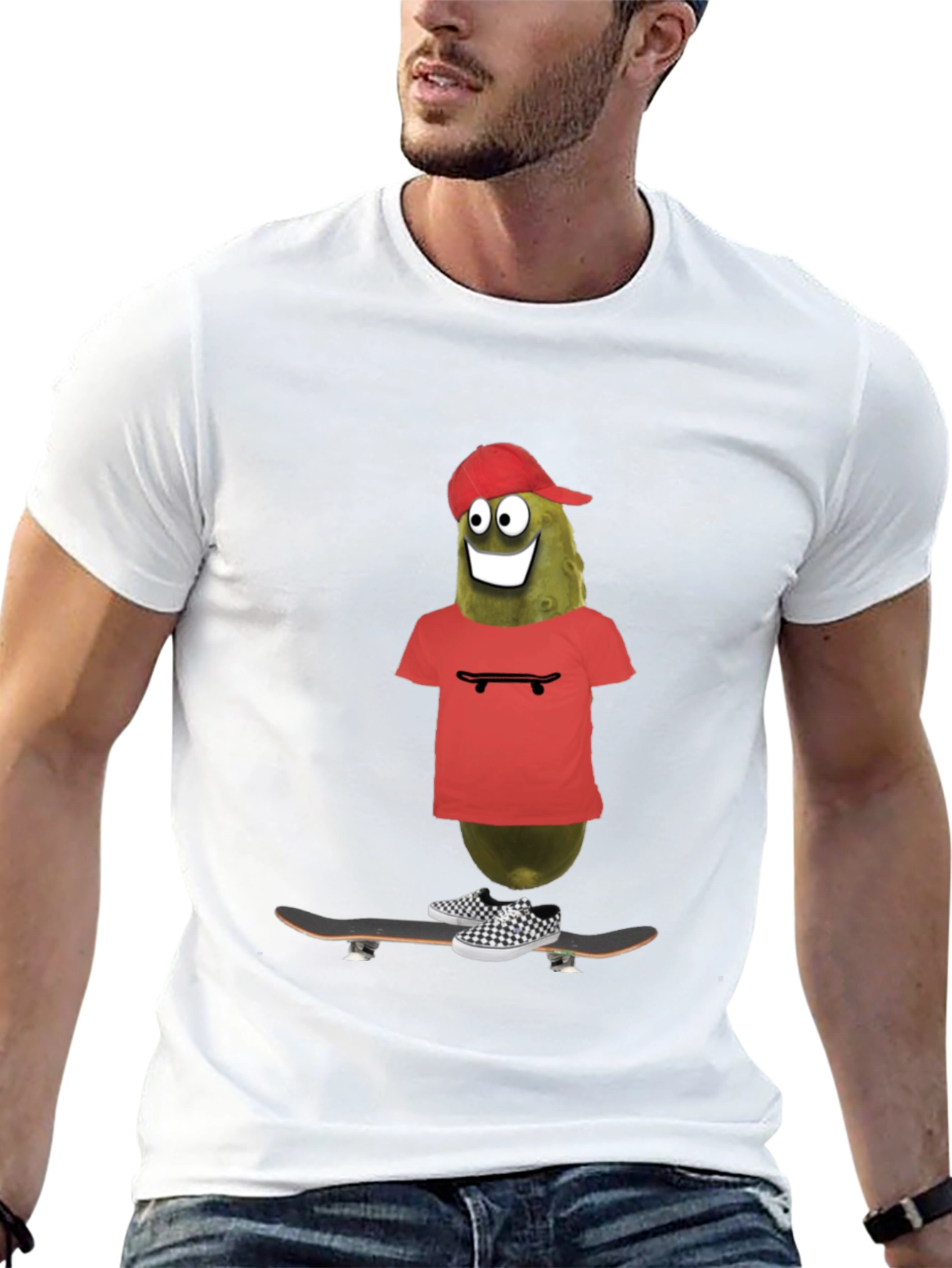 Pickle Rick Skateboarder Tee - Funny Graphic T-Shirt