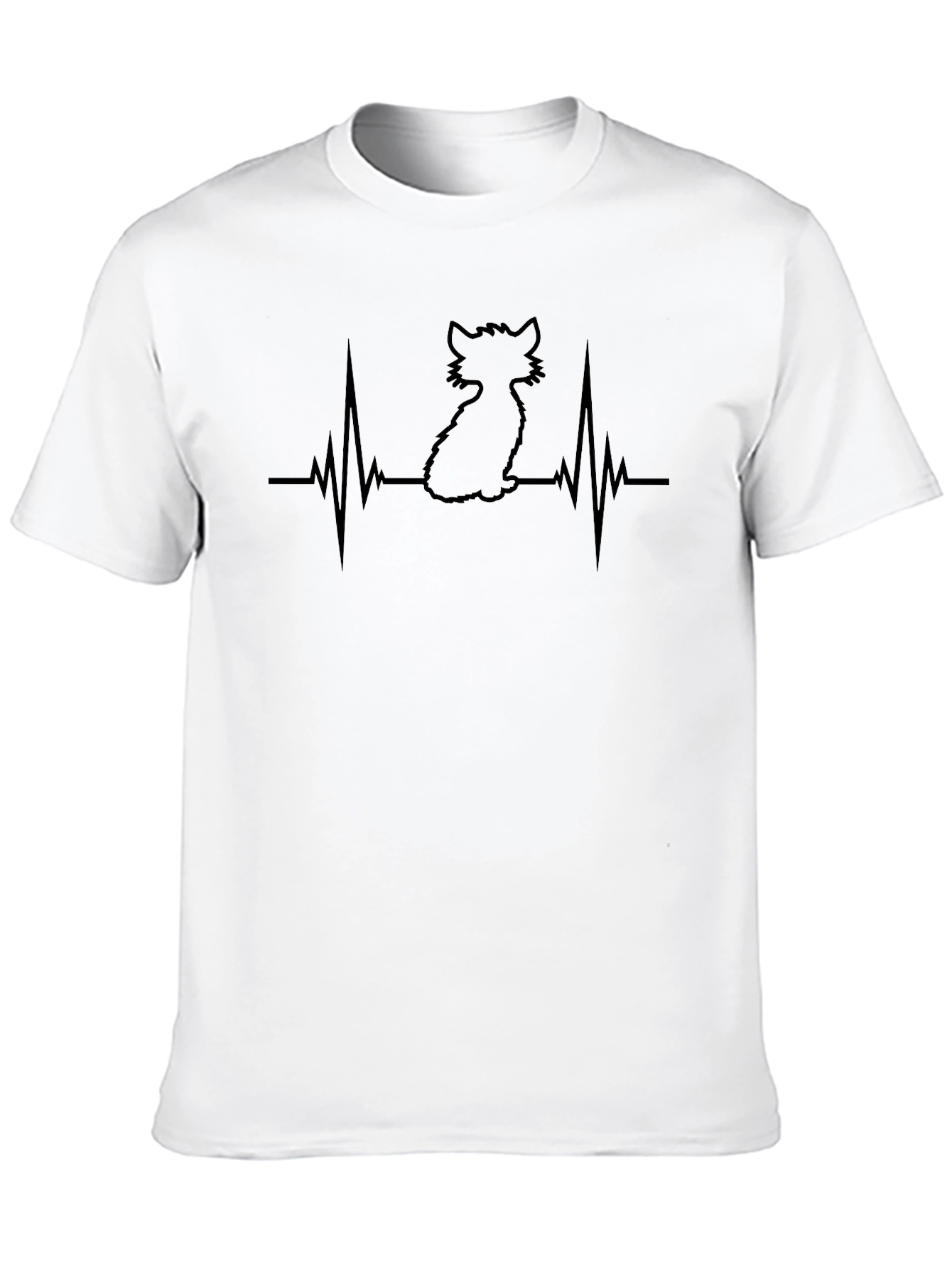 Cat Heartbeat T-Shirt - Black