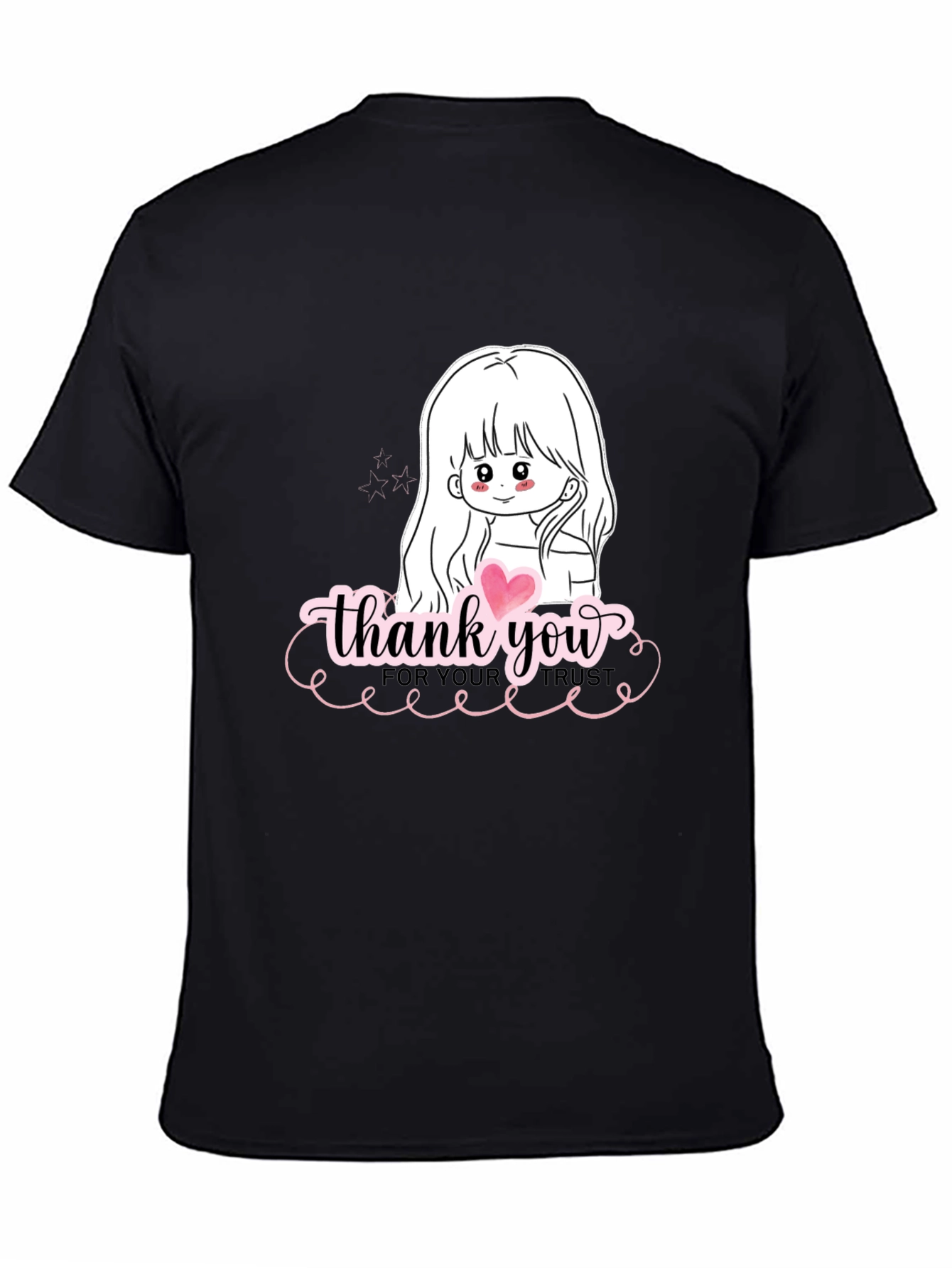 Thank You Girl Graphic T-Shirt - Casual Black Tee