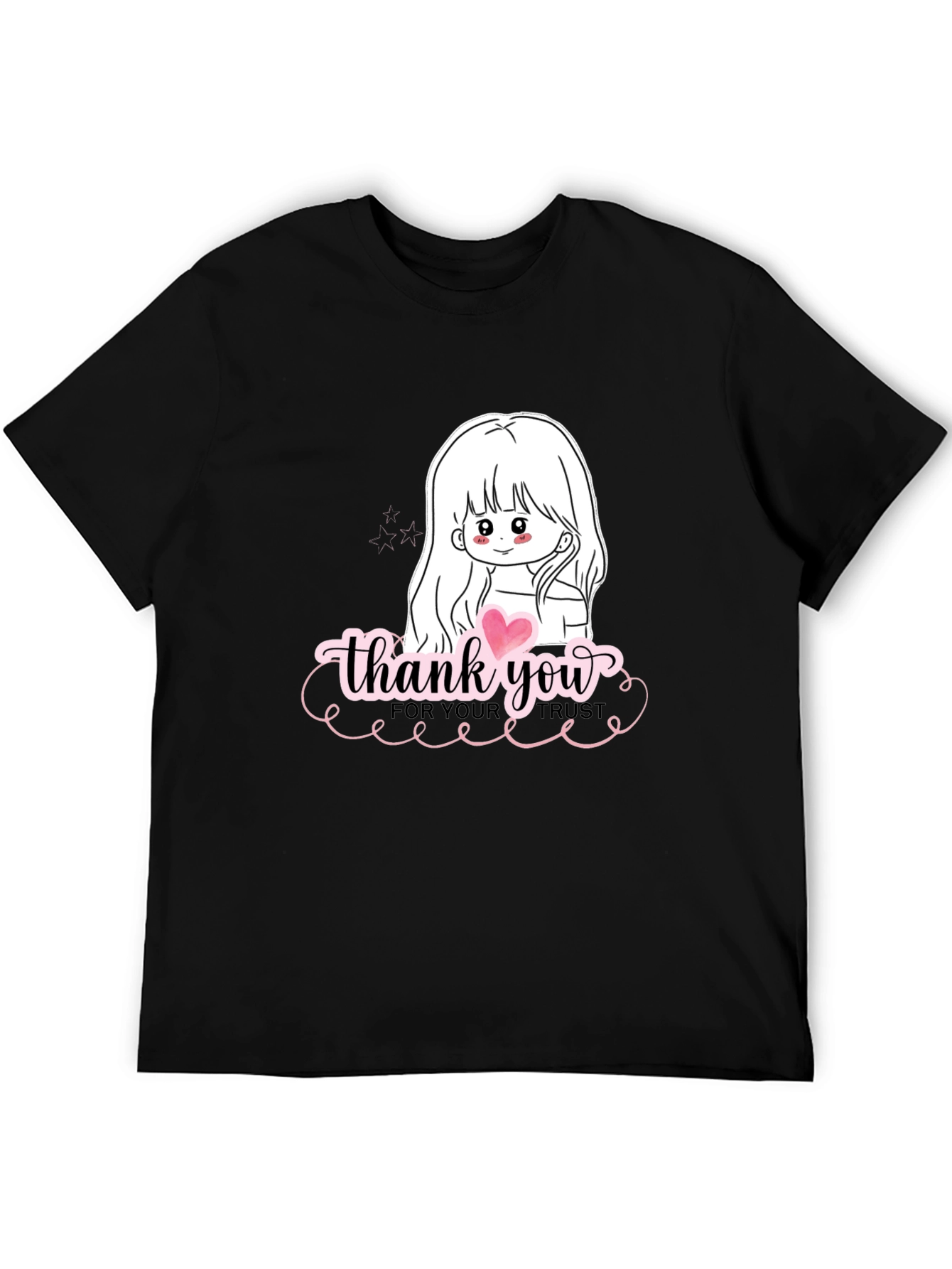 Thank You Girl Graphic T-Shirt - Casual Black Tee