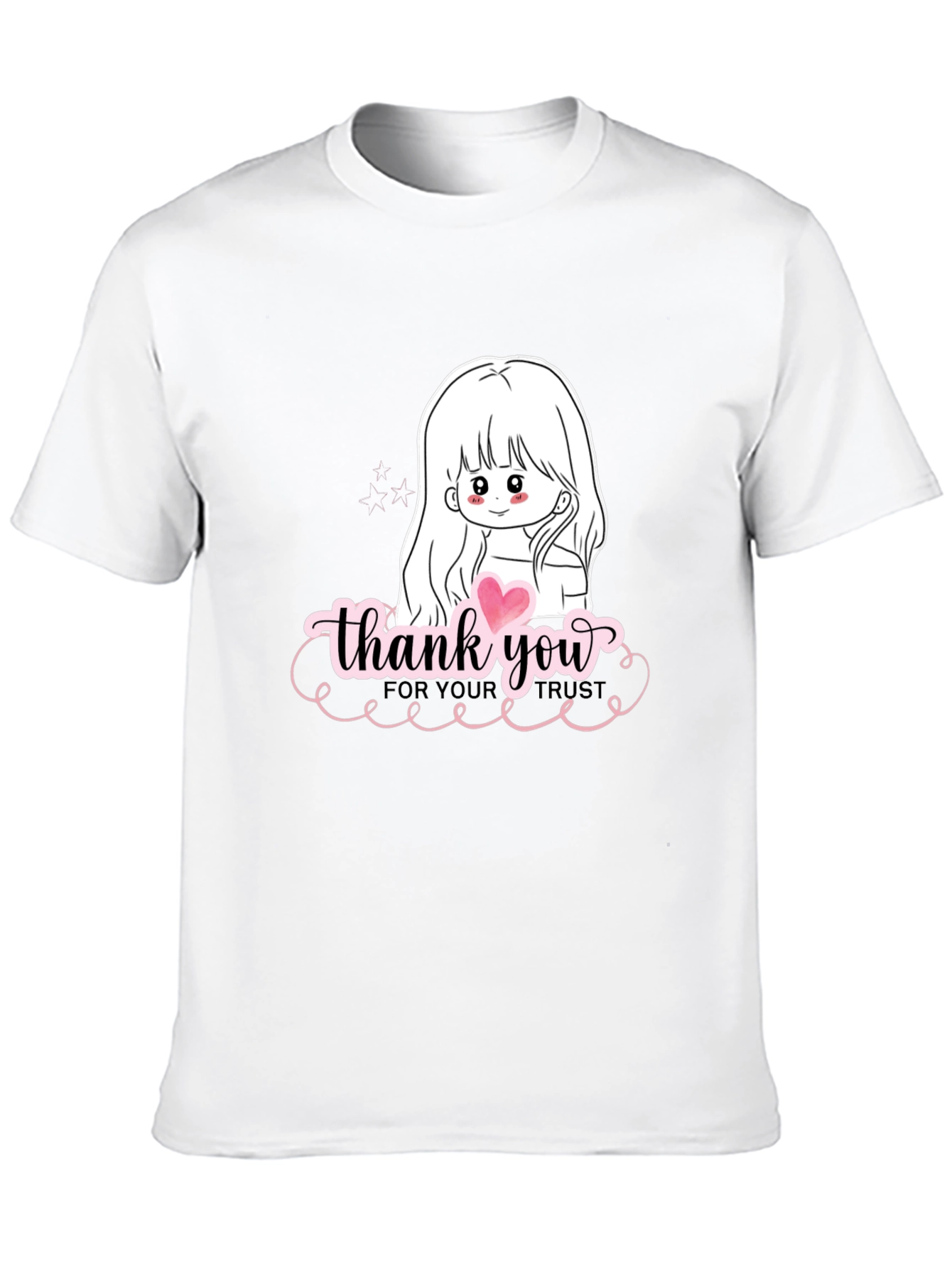 Thank You Girl Graphic T-Shirt - Casual Black Tee