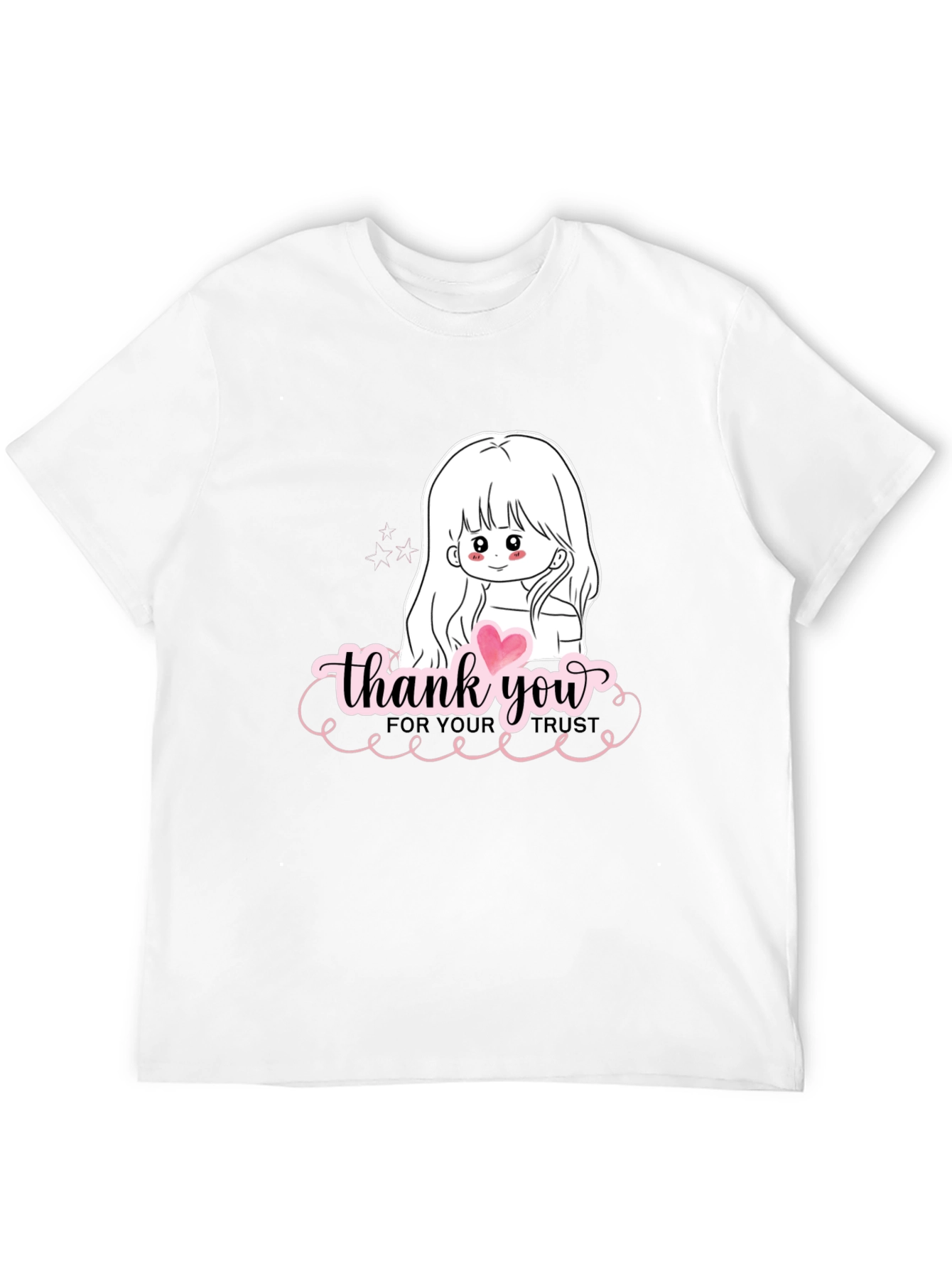 Thank You Girl Graphic T-Shirt - Casual Black Tee