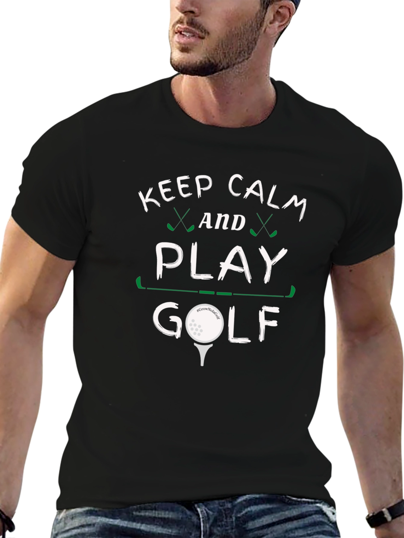 Keep Calm and Play Golf Black Tee