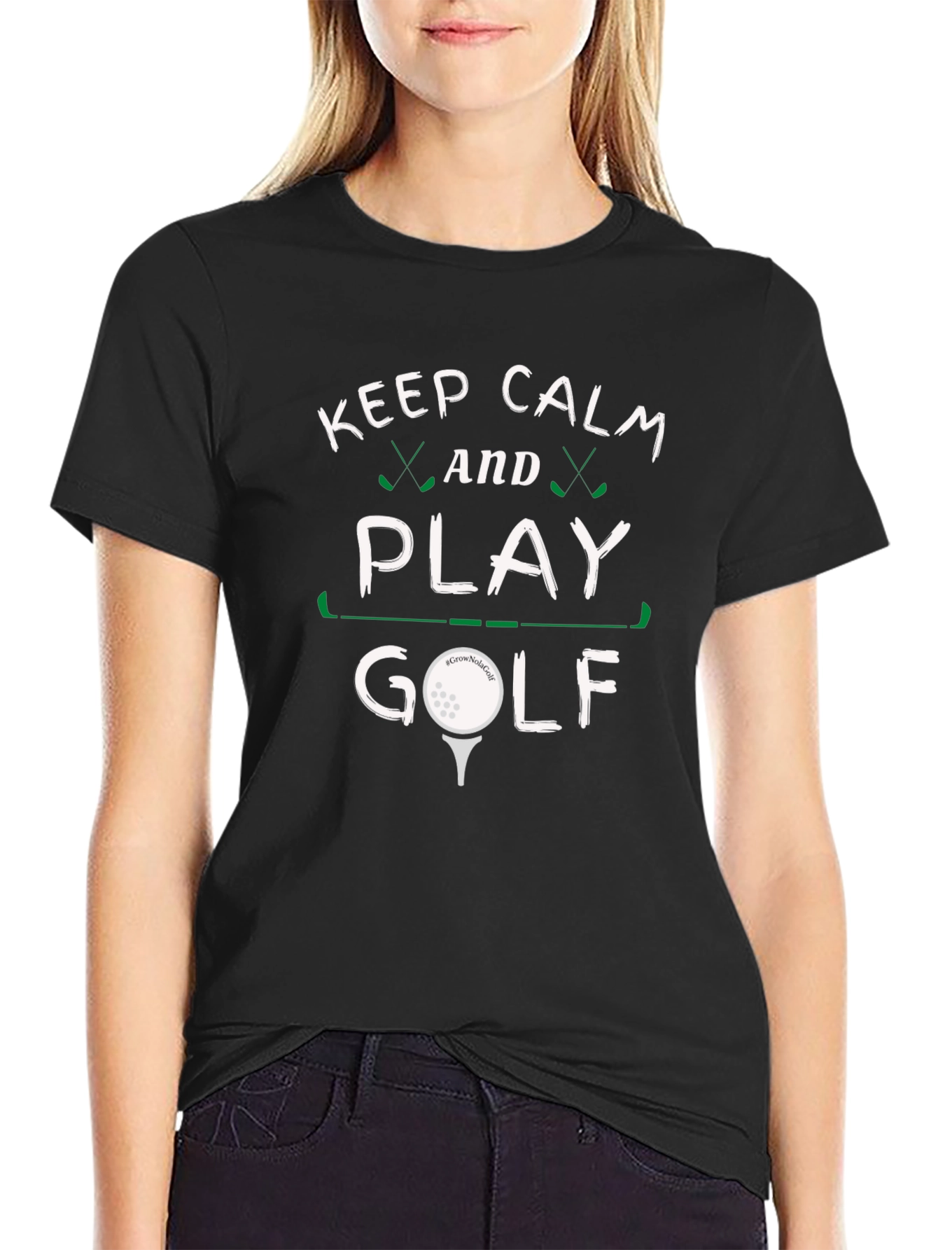 Keep Calm and Play Golf Black Tee