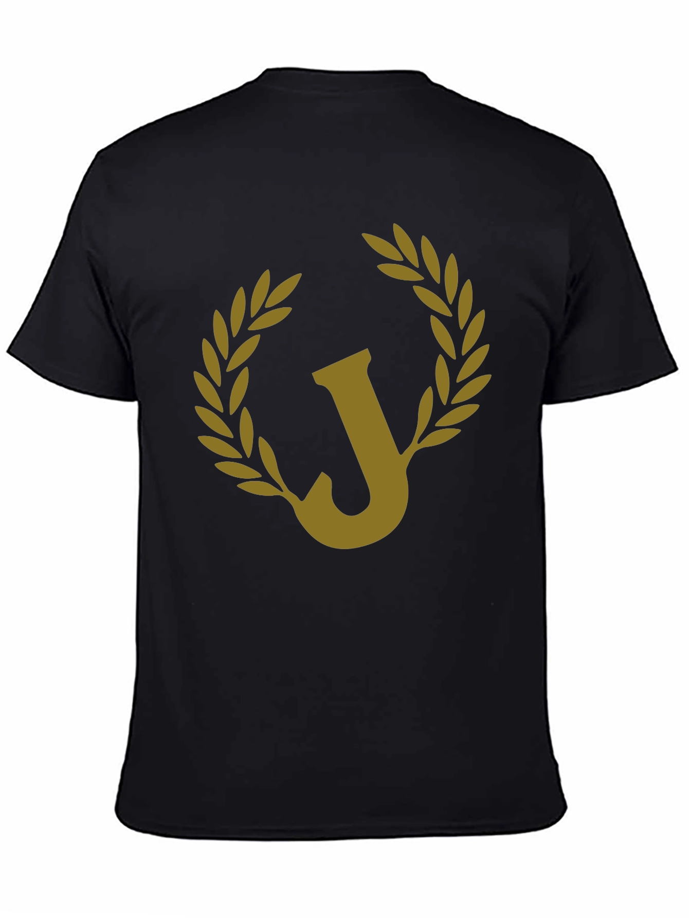 Letter J Laurel Wreath Black Graphic Tee