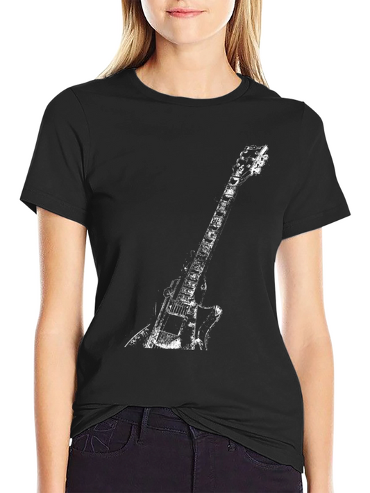 Black Guitar Graphic Tee - Rock and Roll Style