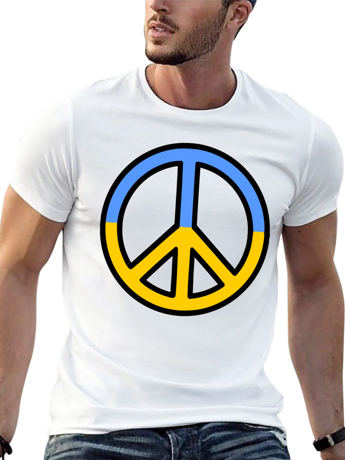 Ukraine Peace Sign Black T-Shirt