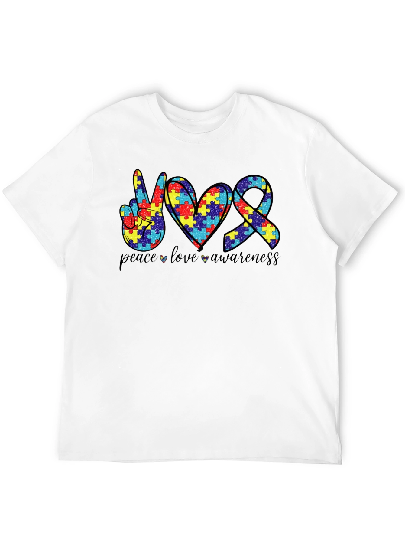 Autism Awareness Graphic Tee - Peace Love Awareness
