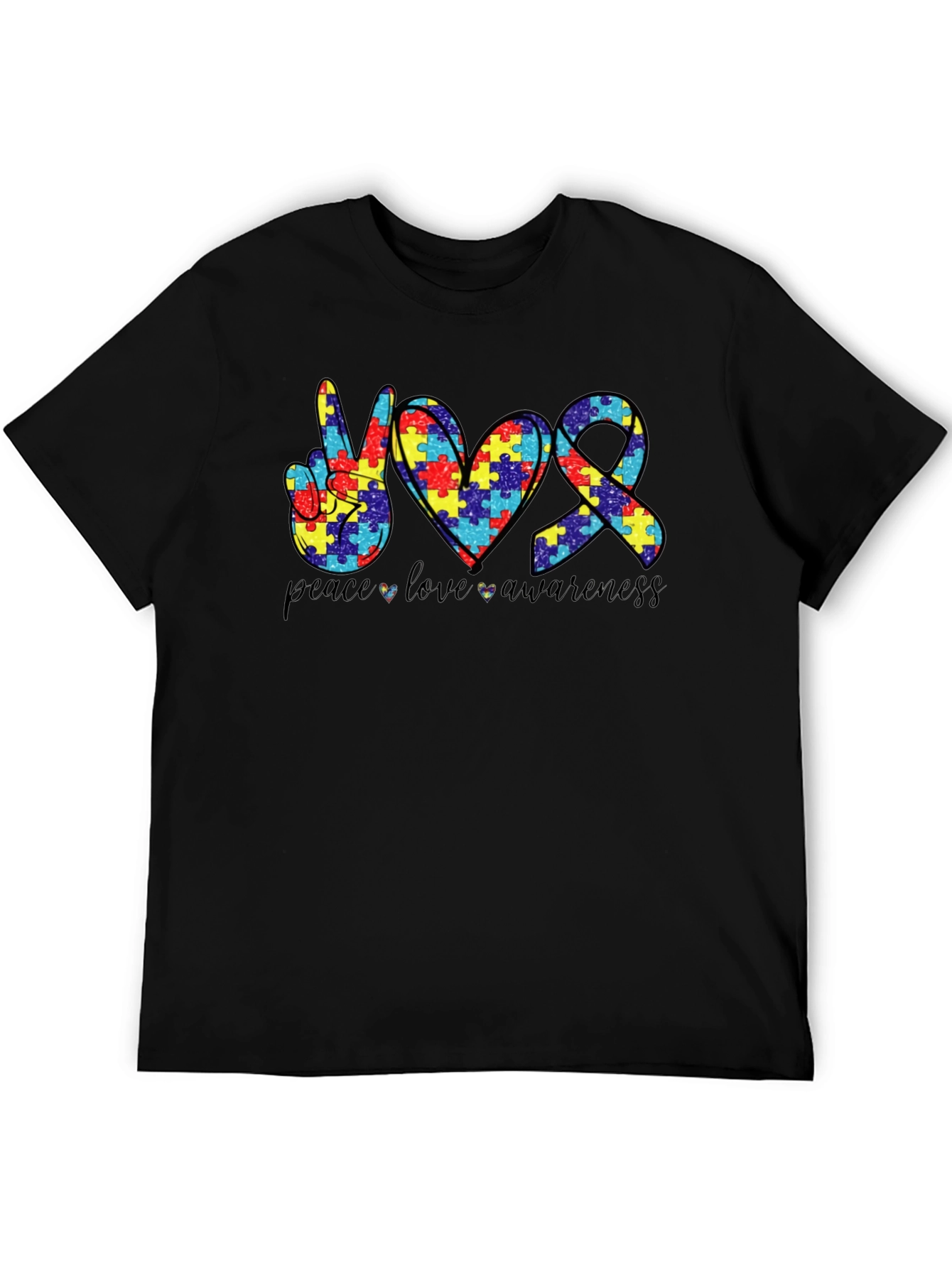 Autism Awareness Graphic Tee - Peace Love Awareness
