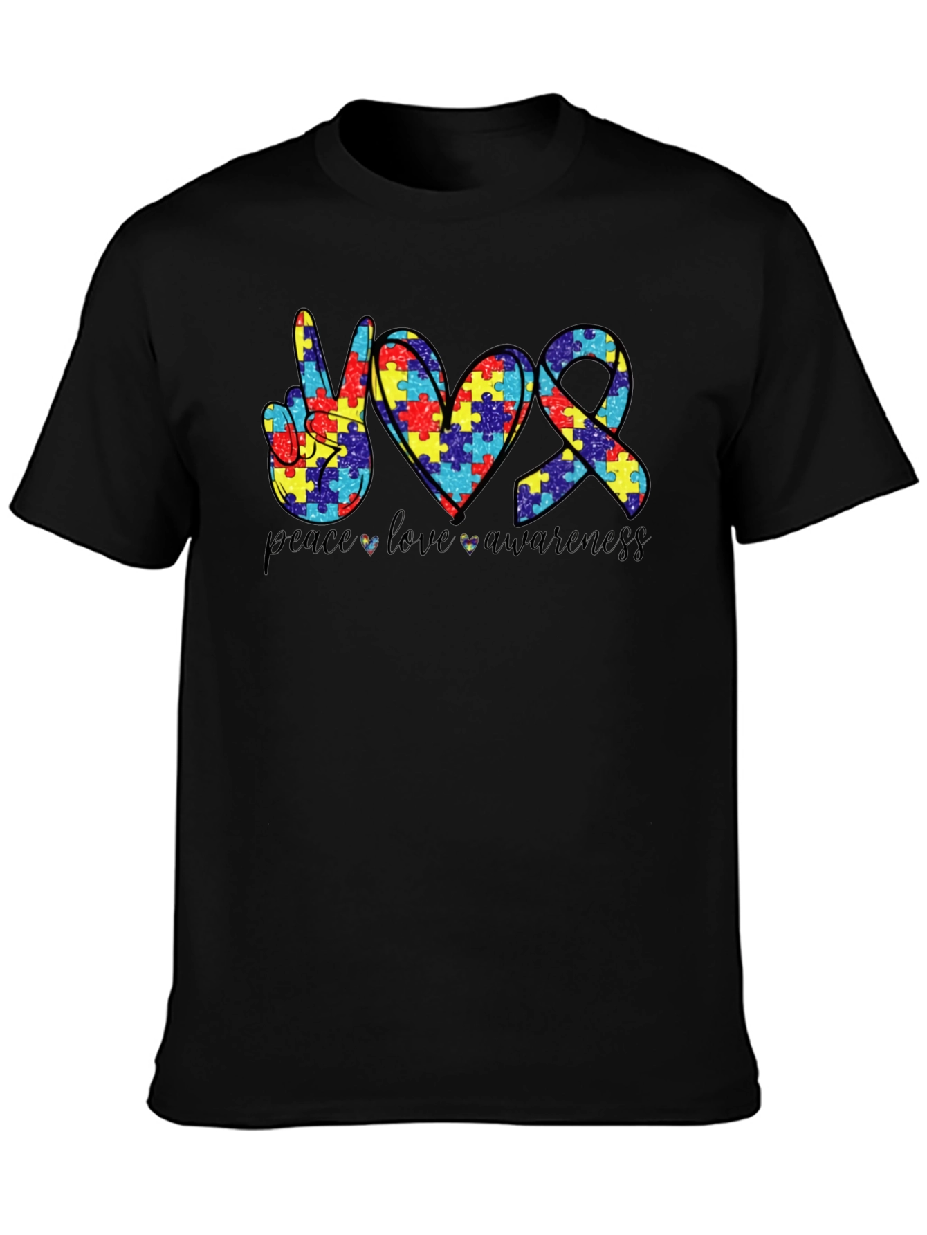 Autism Awareness Graphic Tee - Peace Love Awareness
