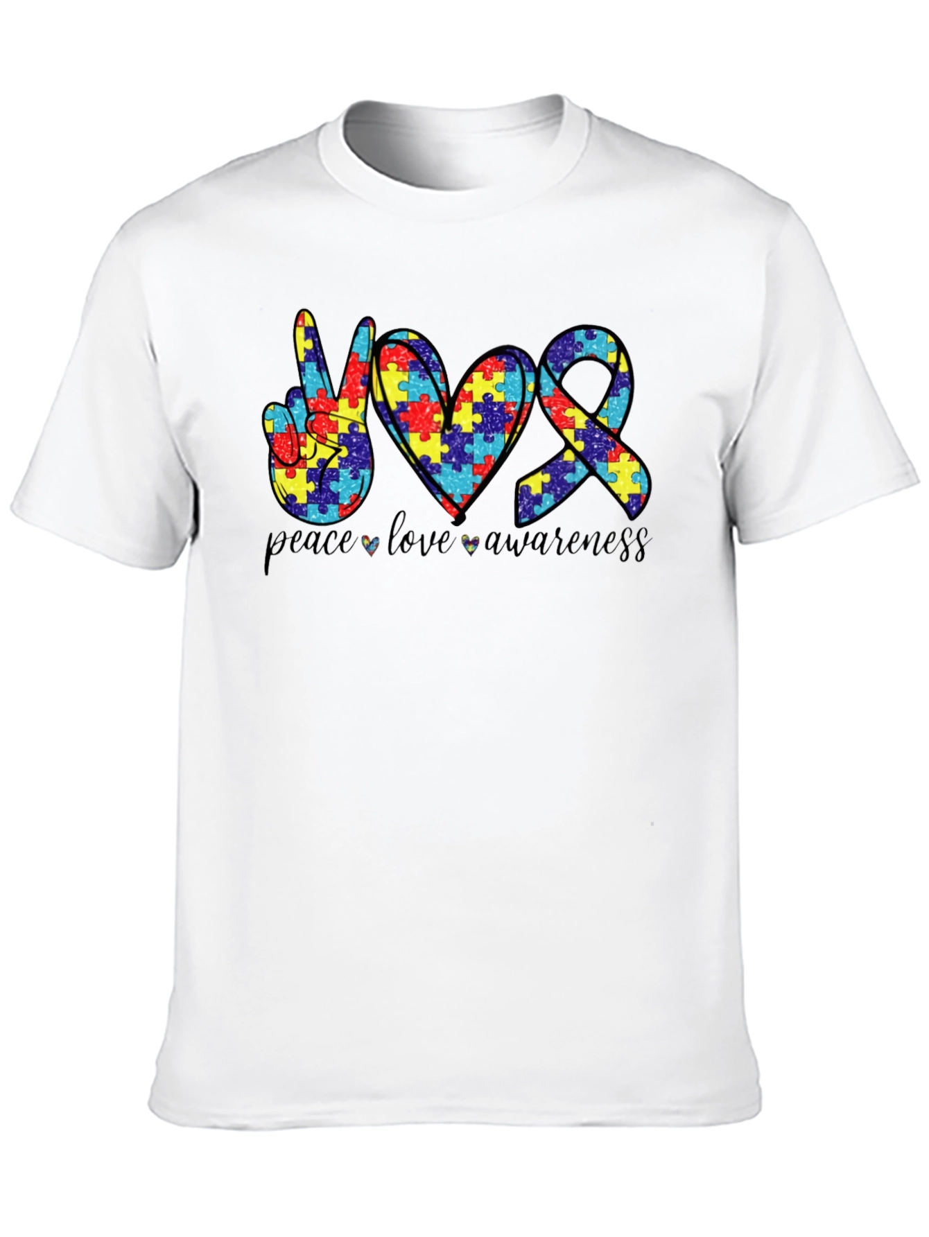 Autism Awareness Graphic Tee - Peace Love Awareness
