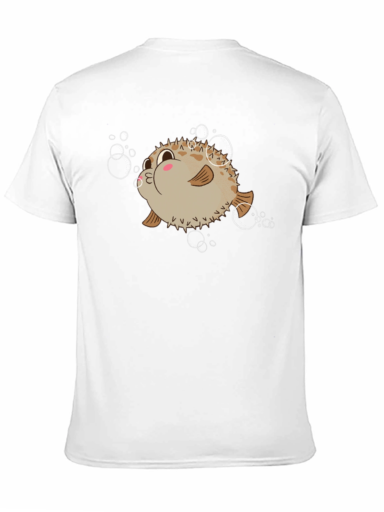 Cute Pufferfish Cartoon Graphic Tee - Black T-Shirt