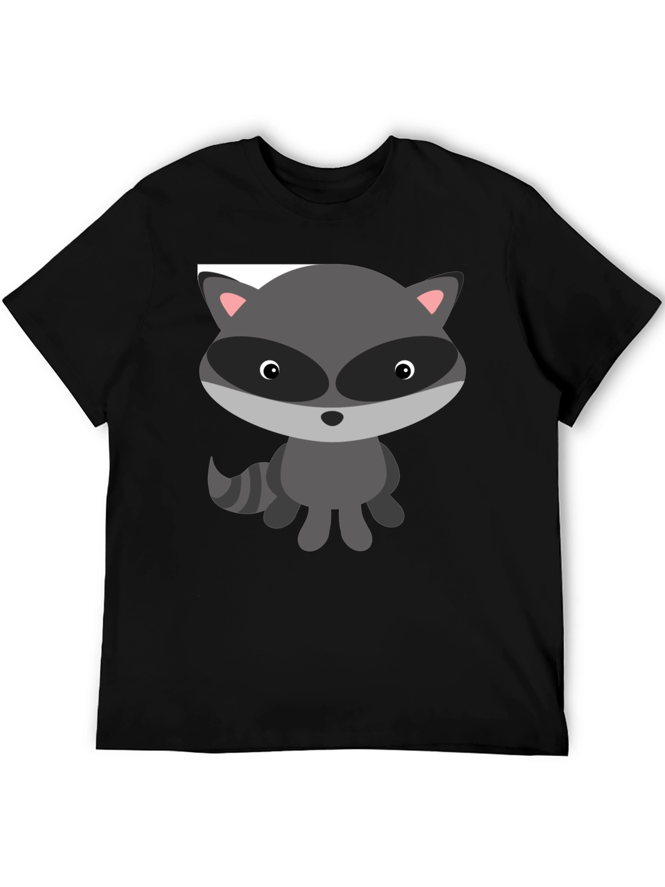 Cute Raccoon Graphic Tee - Soft Cotton Black T-Shirt