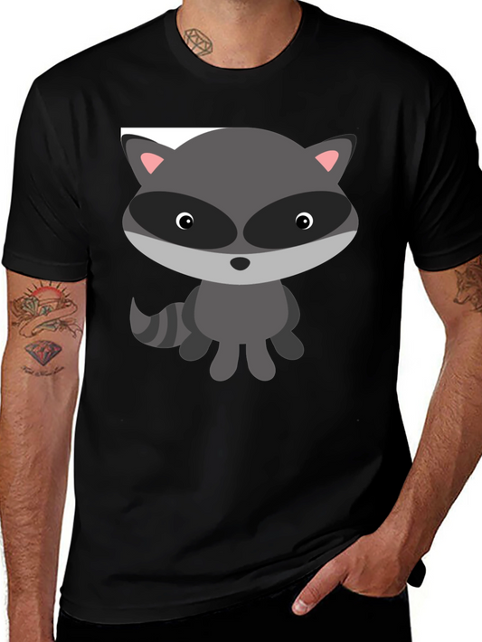 Cute Raccoon Graphic Tee - Soft Cotton Black T-Shirt