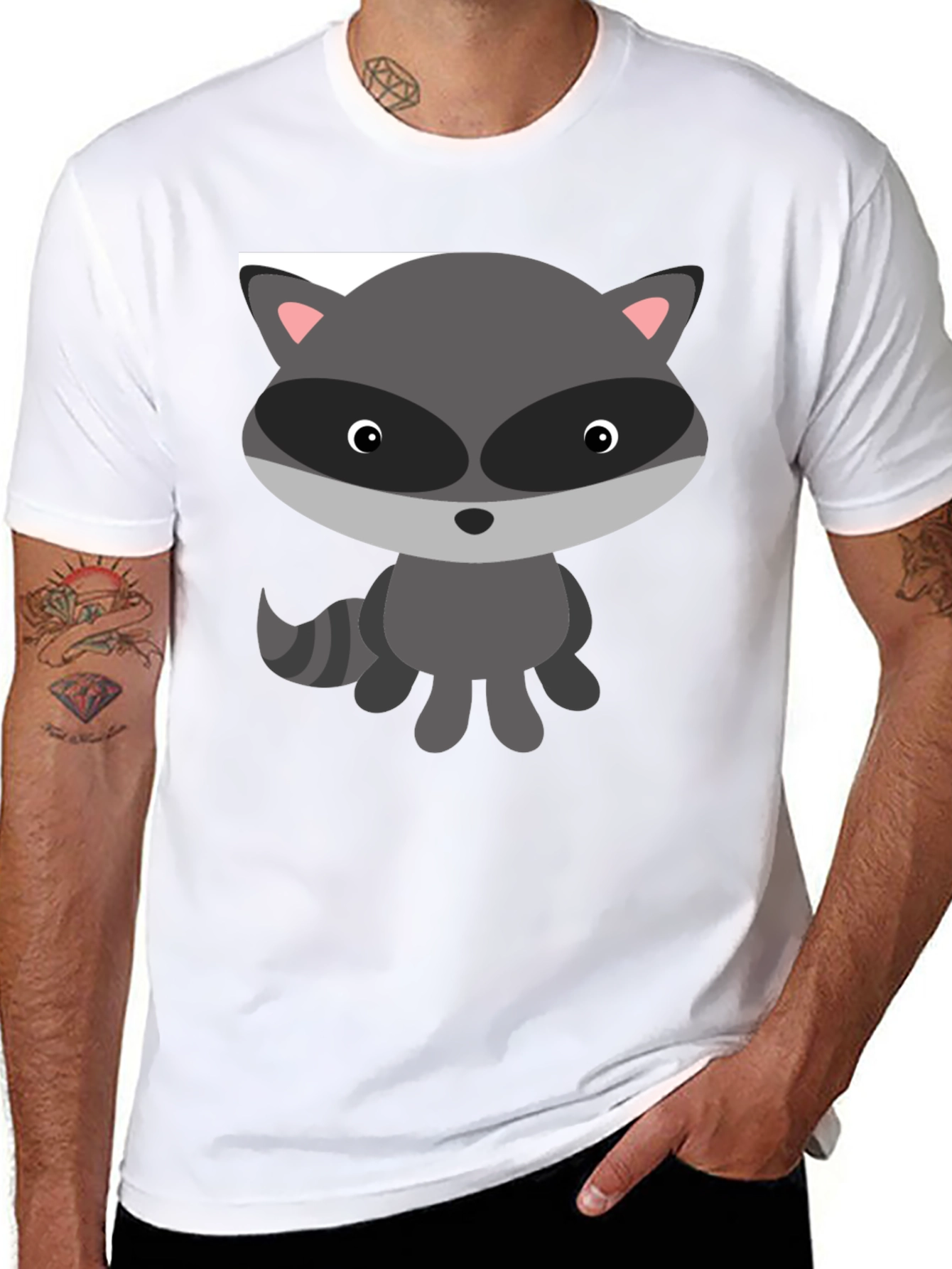 Cute Raccoon Graphic Tee - Soft Cotton Black T-Shirt