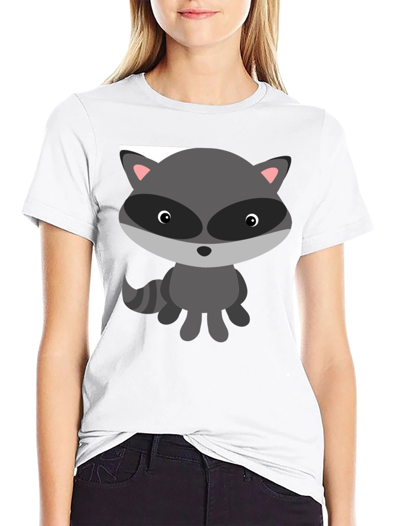 Cute Raccoon Graphic Tee - Soft Cotton Black T-Shirt