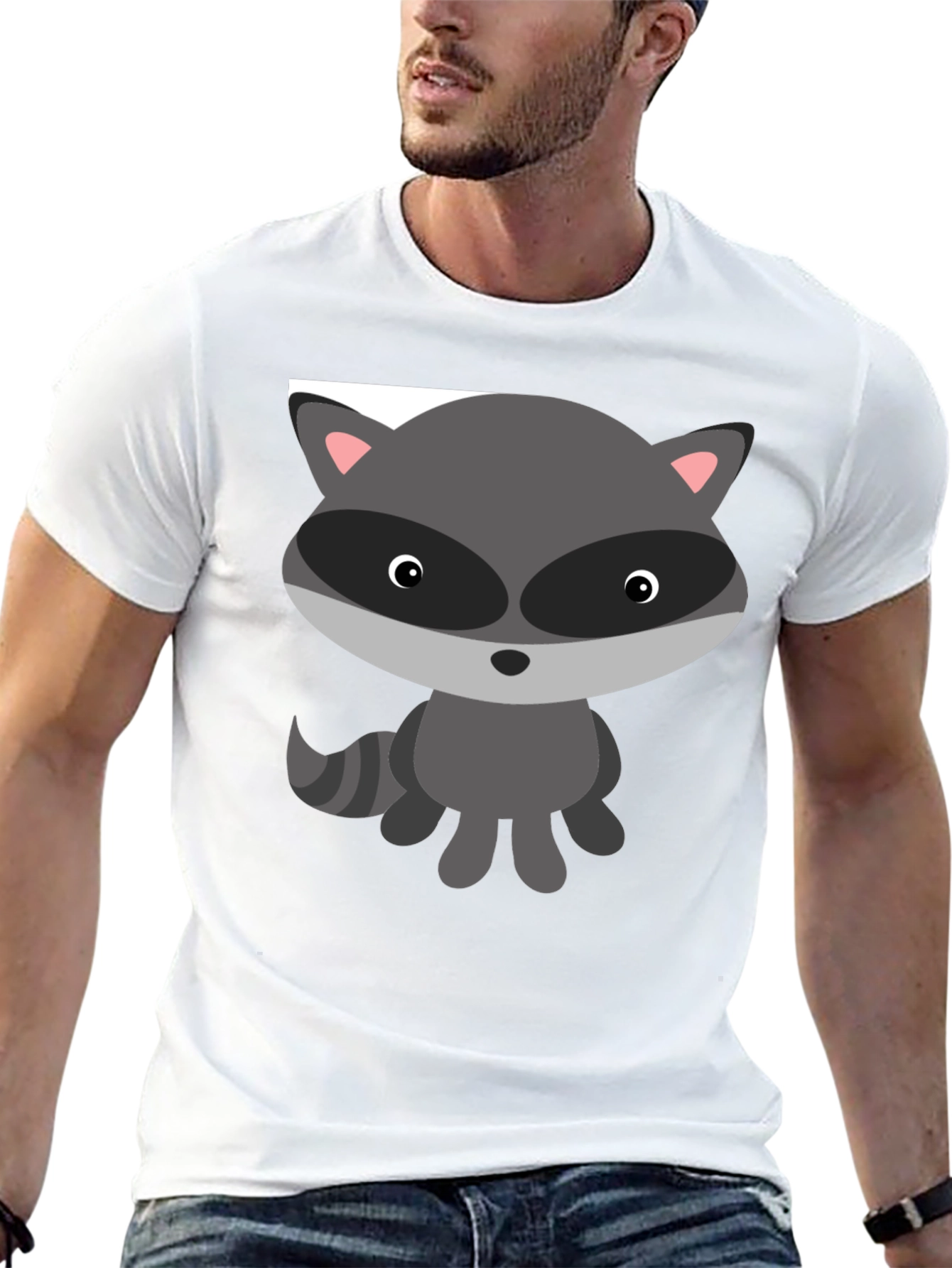 Cute Raccoon Graphic Tee - Soft Cotton Black T-Shirt