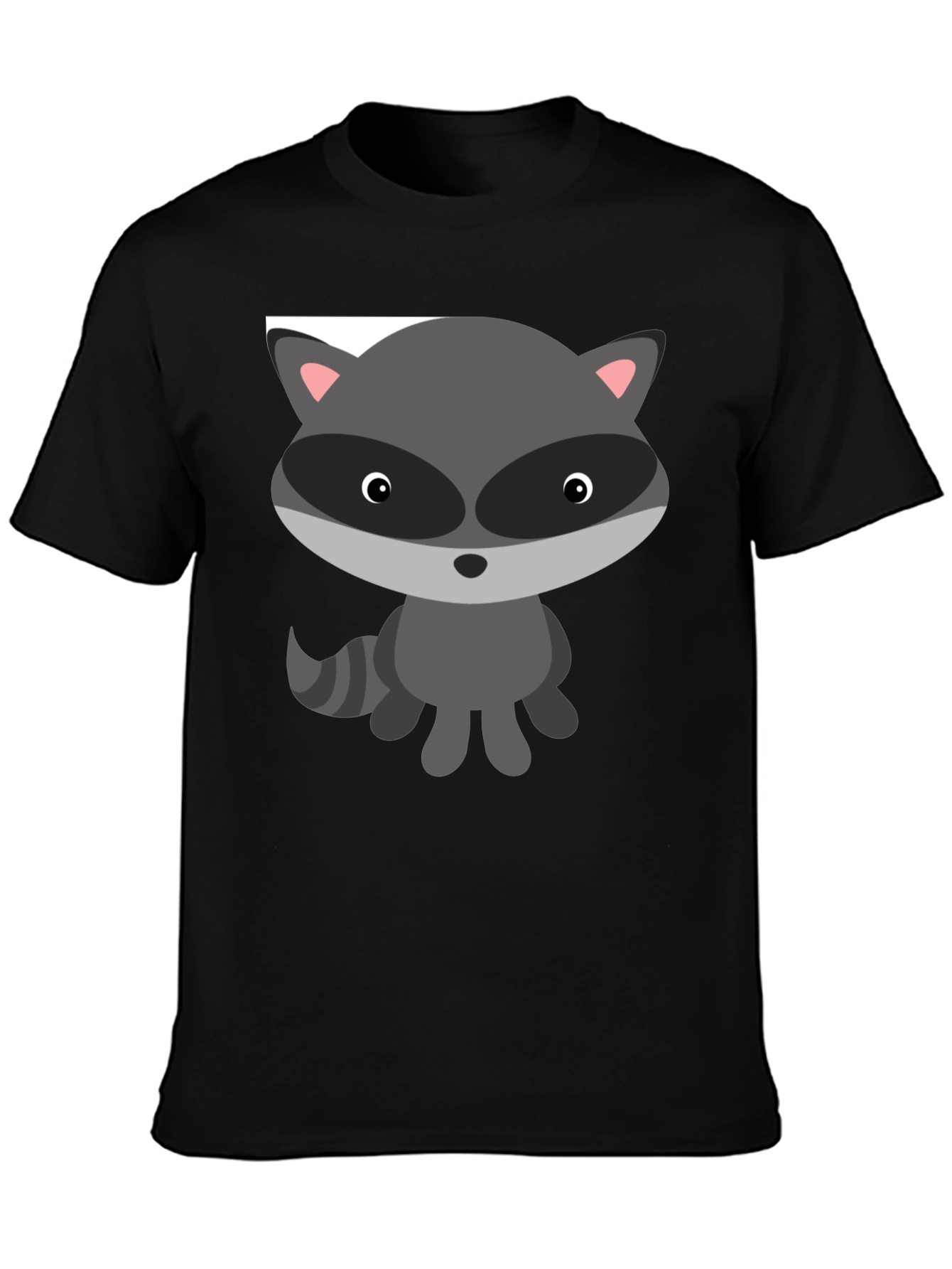 Cute Raccoon Graphic Tee - Soft Cotton Black T-Shirt