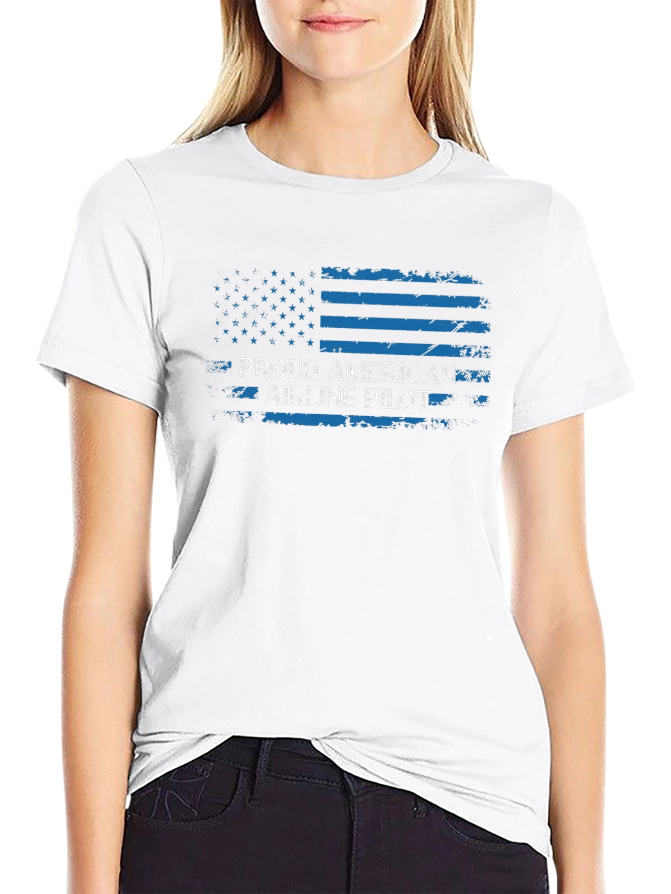 Proud American Airline Pilot Black T-Shirt