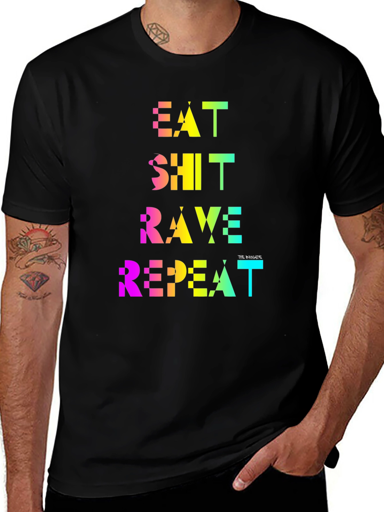 Eat Shit Rave Repeat Rainbow Tee