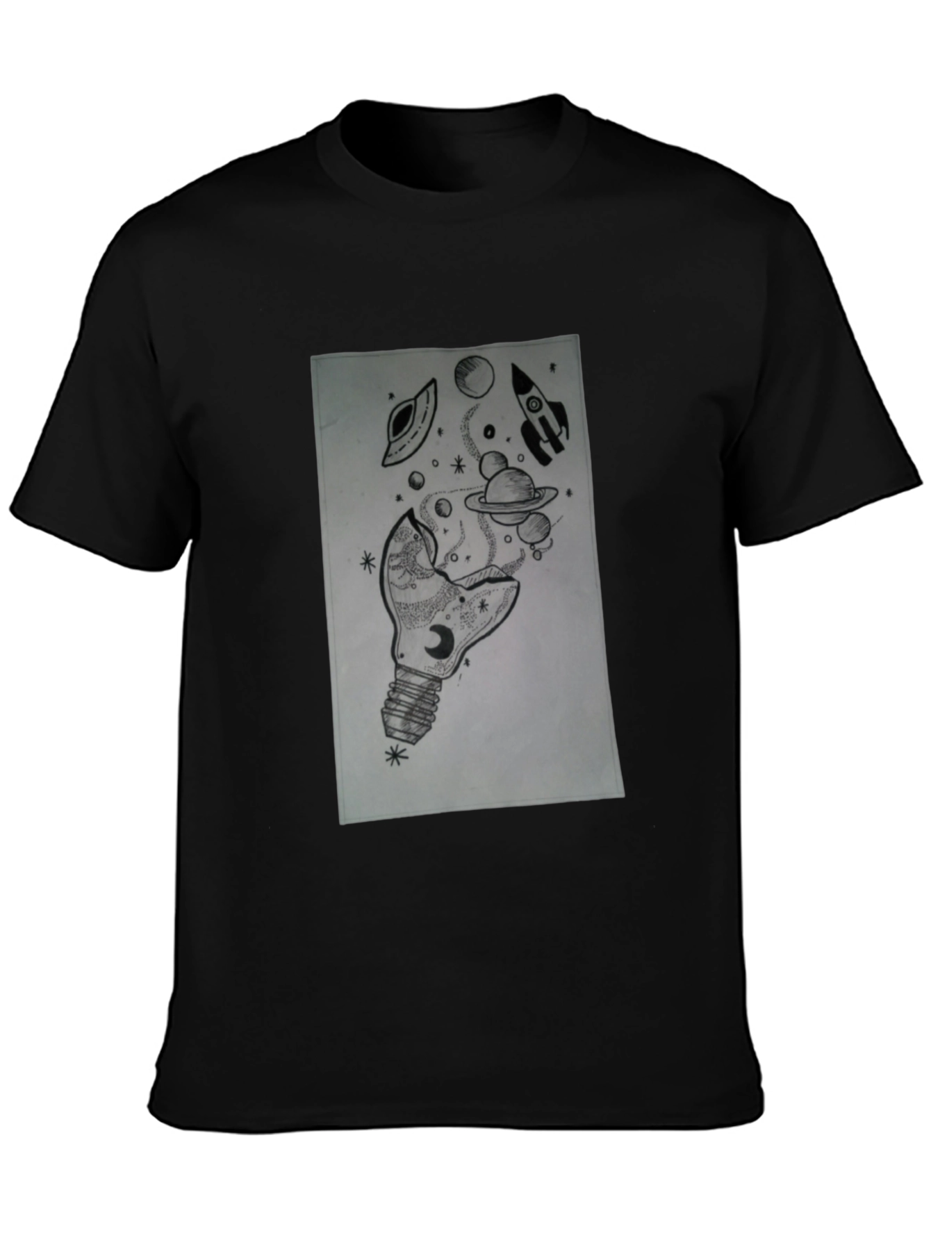 Space Bulb Black T-Shirt - Galaxy Dream Tee