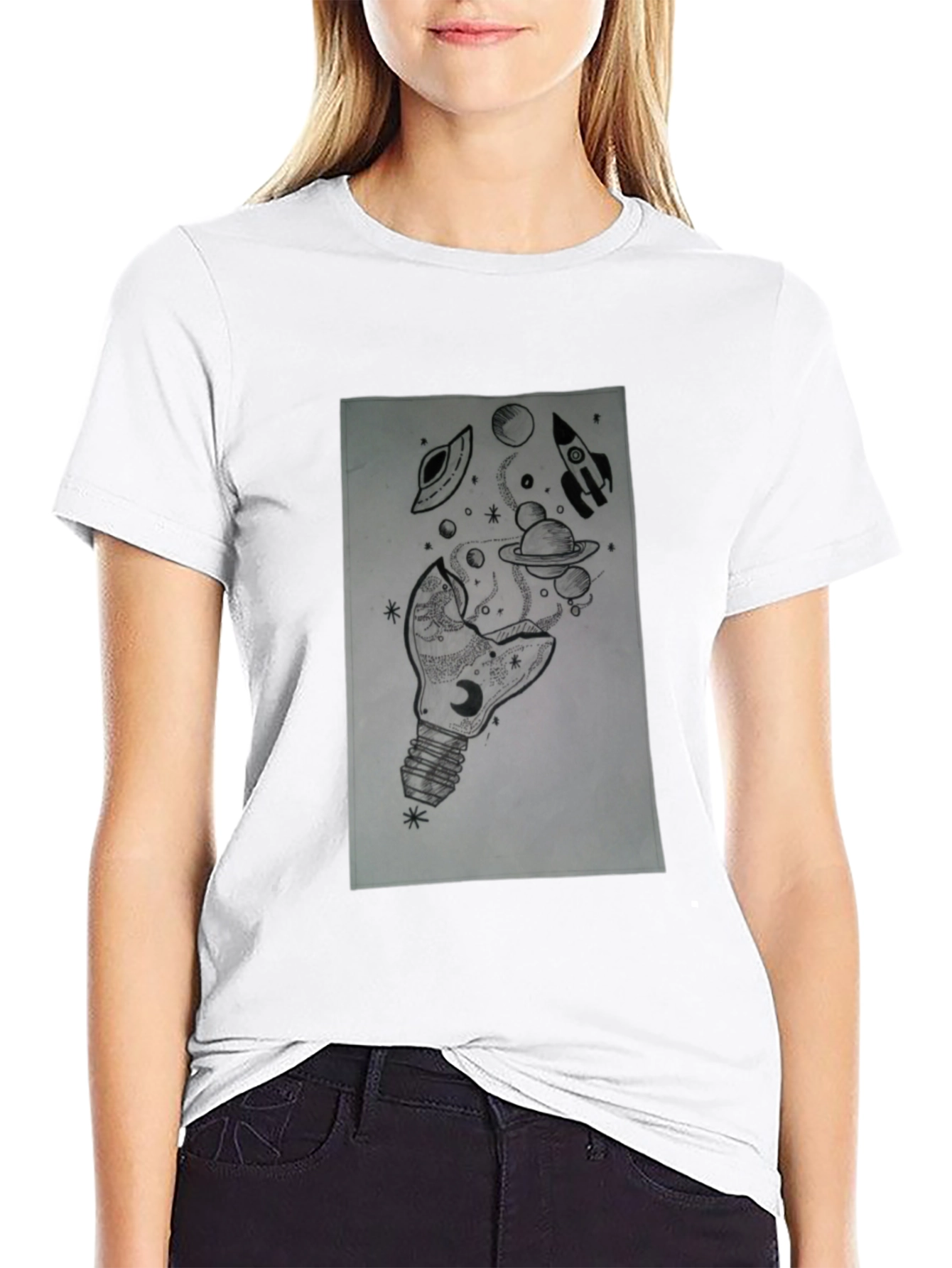 Space Bulb Black T-Shirt - Galaxy Dream Tee