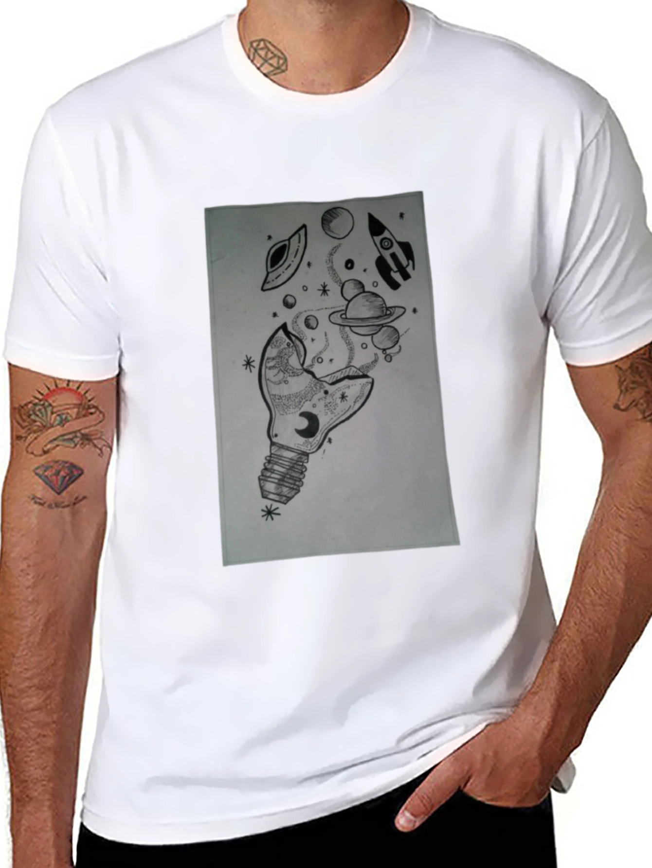 Space Bulb Black T-Shirt - Galaxy Dream Tee