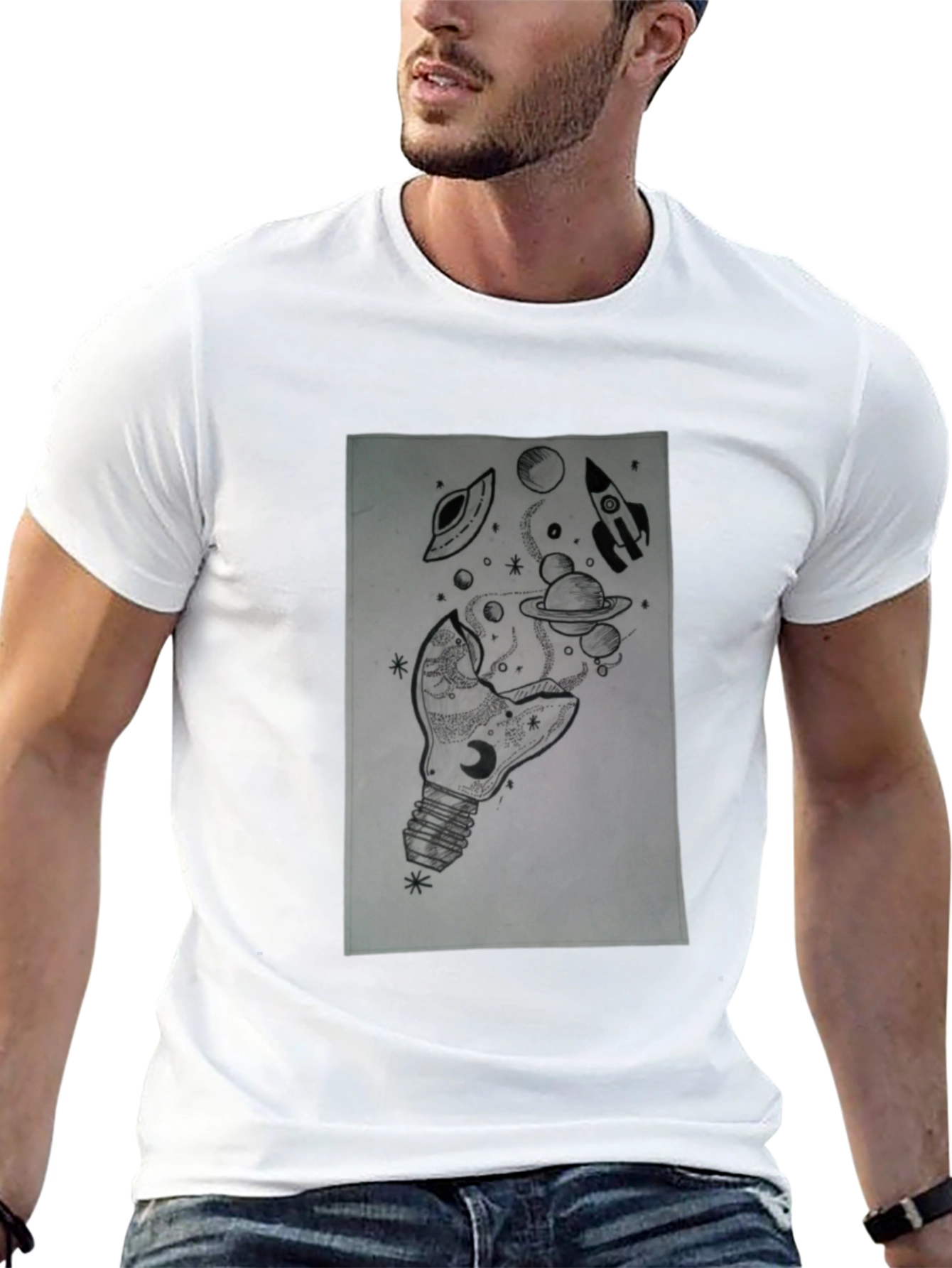 Space Bulb Black T-Shirt - Galaxy Dream Tee