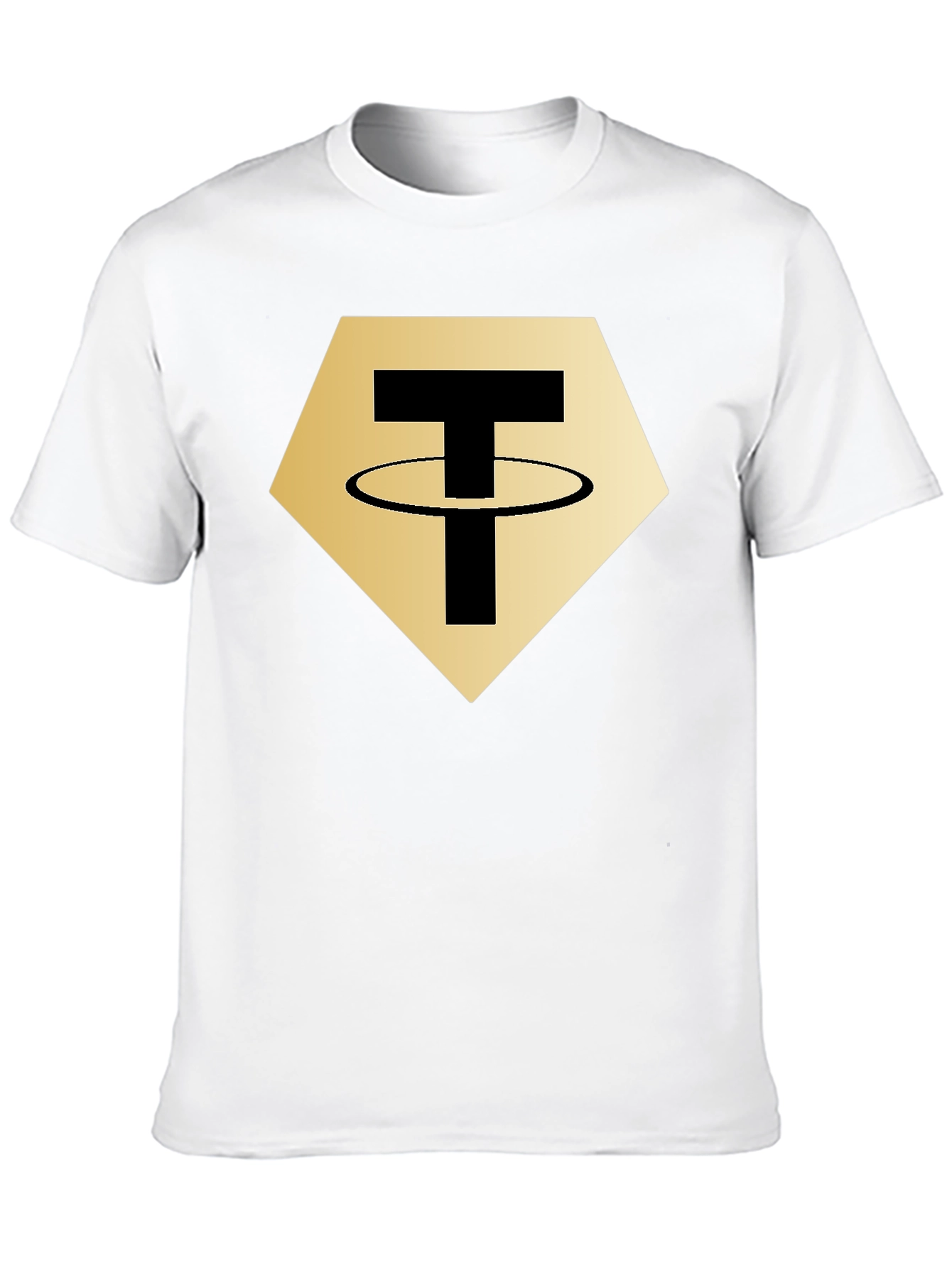Tether Crypto T-Shirt - Black - Gold Hexagon Design