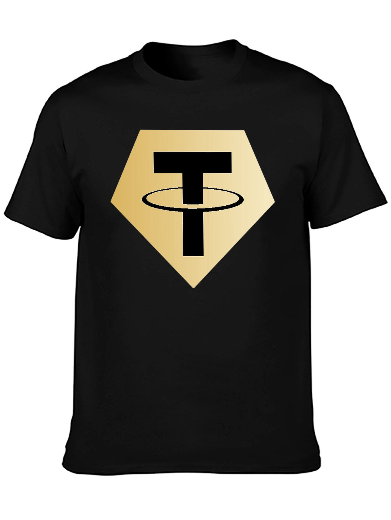 Tether Crypto T-Shirt - Black - Gold Hexagon Design