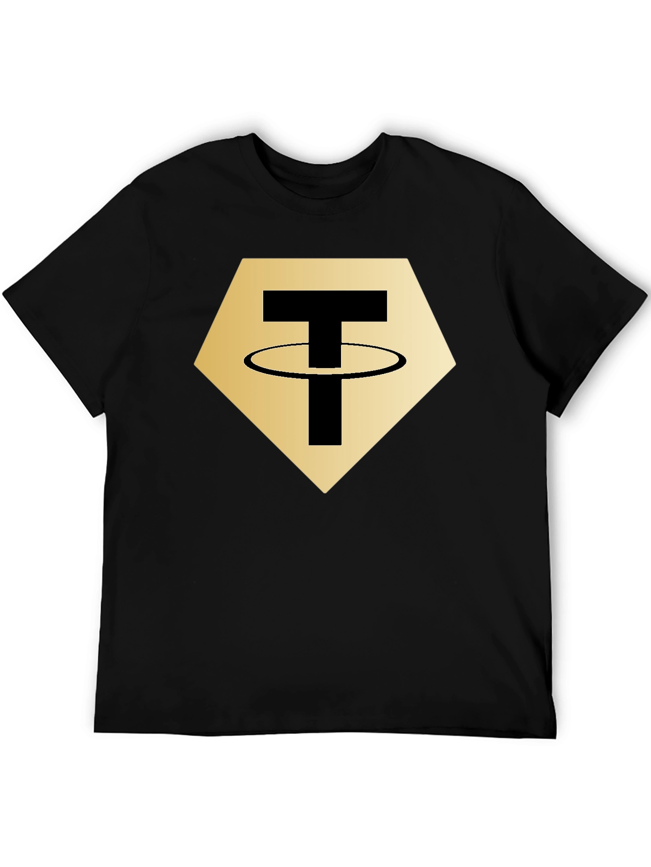 Tether Crypto T-Shirt - Black - Gold Hexagon Design