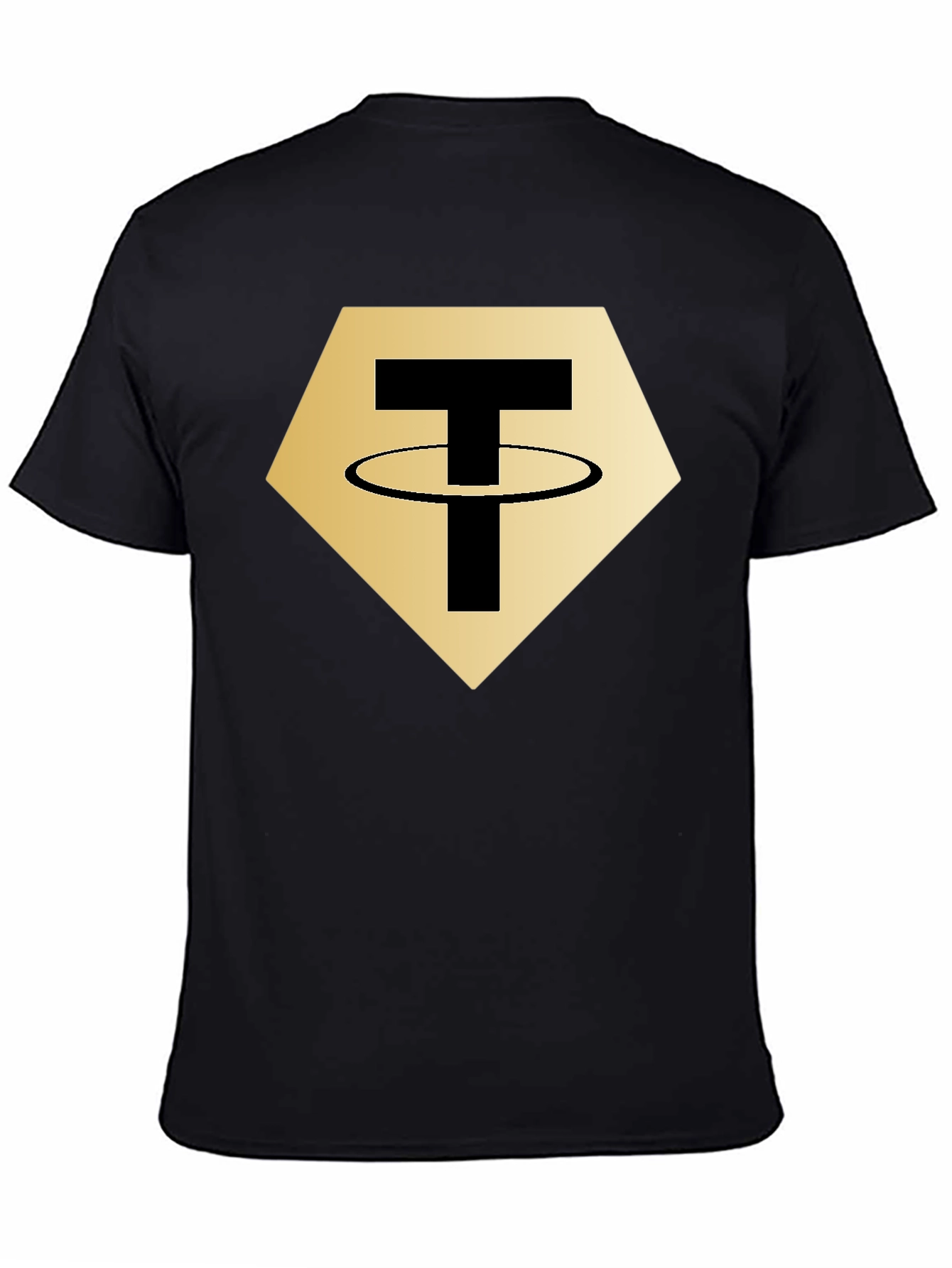 Tether Crypto T-Shirt - Black - Gold Hexagon Design