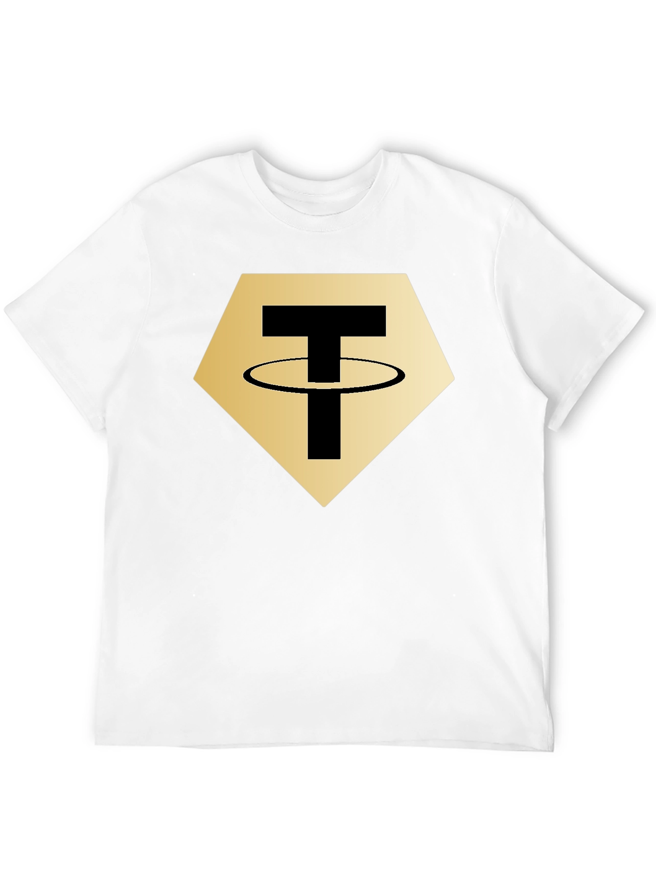 Tether Crypto T-Shirt - Black - Gold Hexagon Design
