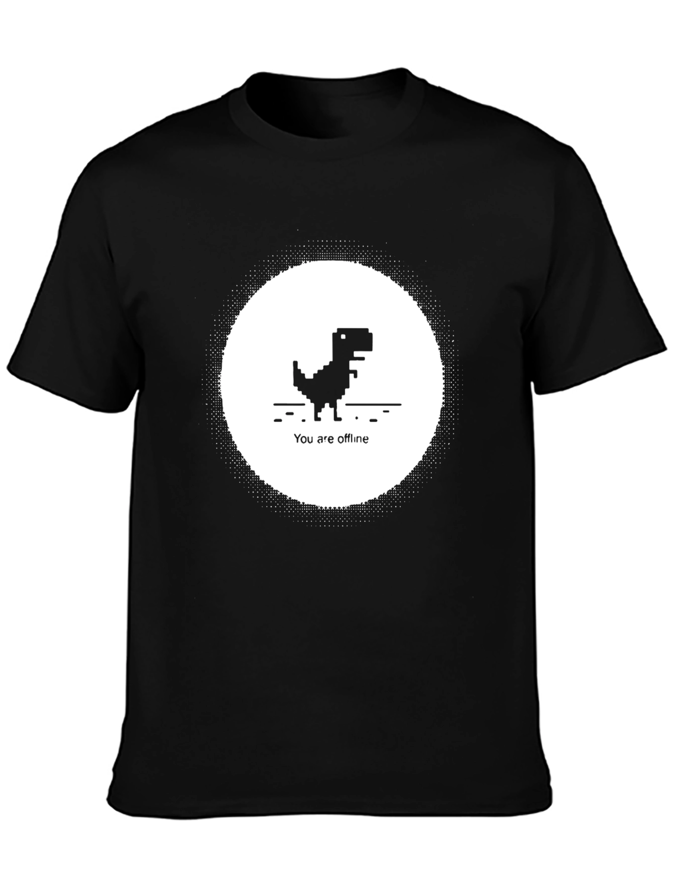 Offline Dinosaur Black T-Shirt - Retro Pixel Art Tee