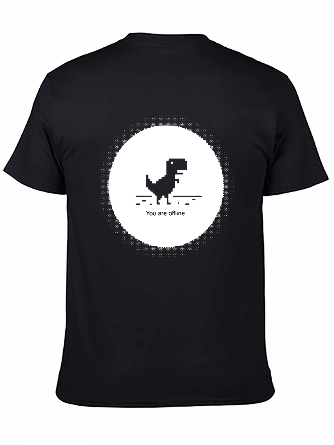 Offline Dinosaur Black T-Shirt - Retro Pixel Art Tee