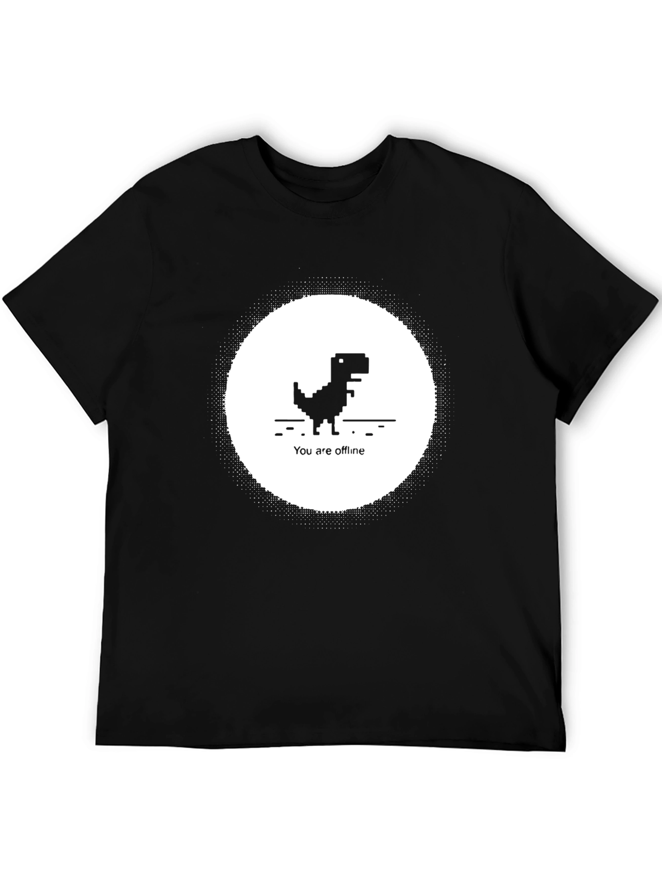 Offline Dinosaur Black T-Shirt - Retro Pixel Art Tee